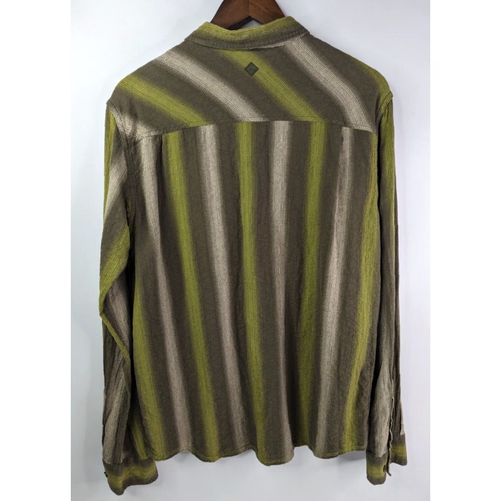 Prana PrAna Men's Size Large Green Brown Textured Long Sleeve Button Up Shirt Outdoors Size US L / EU 52-54 / 3 - 3 Thumbnail