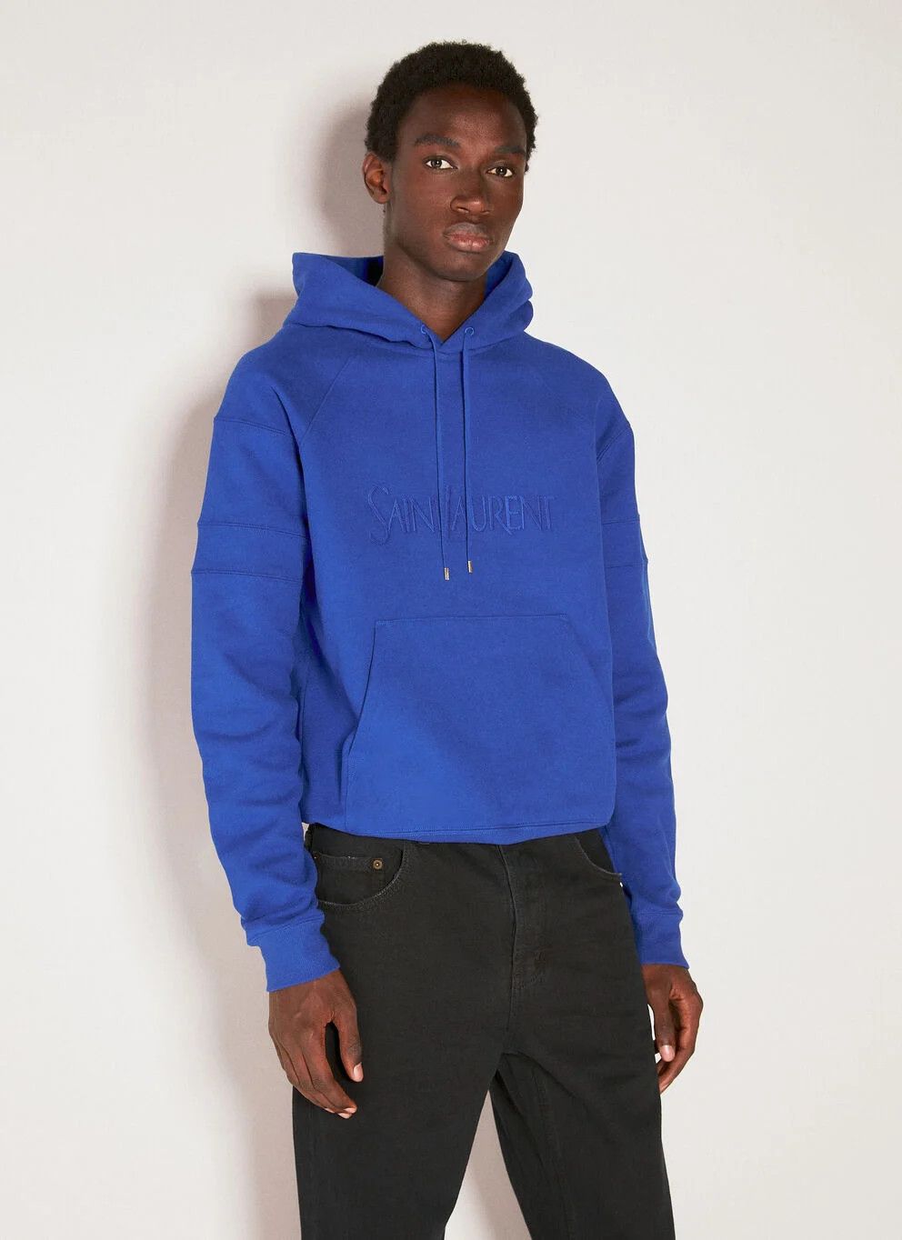 Saint Laurent Paris Saint Laurent Logo Embroidery Hoodie - Blue Cotton Size US M / EU 48-50 / 2 - 3 Thumbnail