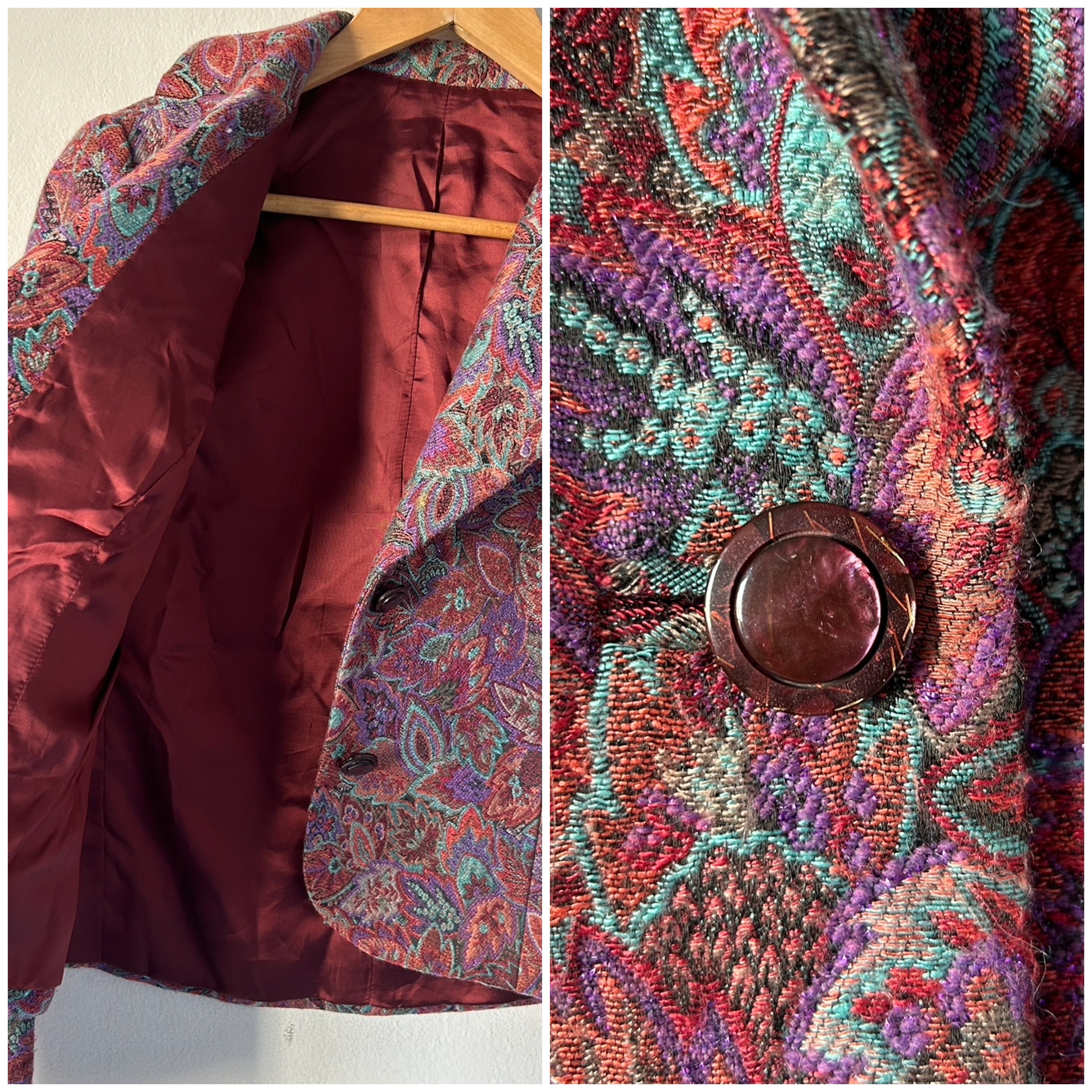 Vintage Vintage tapestry floral crop blazer Size M / US 6-8 / IT 42-44 - 9 Thumbnail