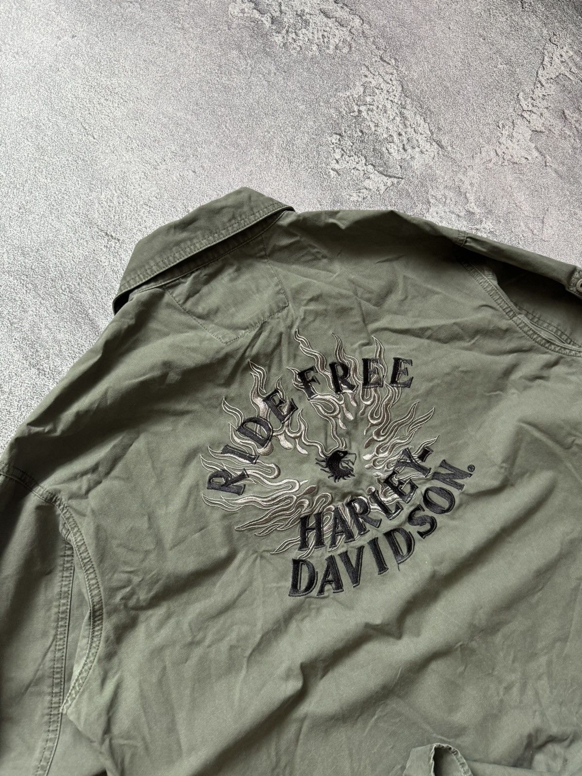 Harley Davidson × Vintage Harley Davidson XL logo ride free shirt button up long sleev Size US XL / EU 56 / 4 - 3 Thumbnail