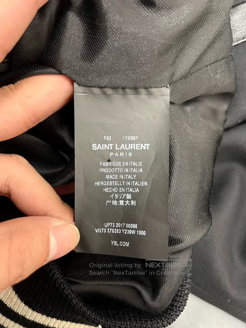 Saint Laurent Paris Saint Laurent Paris Sheepskin Mixed Baseball Jacket Size M / US 6-8 / IT 42-44 - 5 Thumbnail