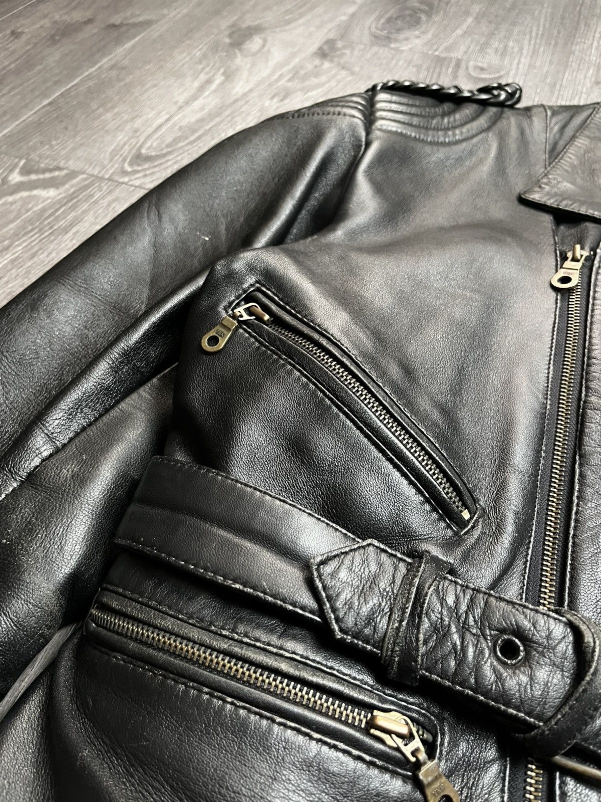 Genuine Leather Vintage 1990s Archival Leather Moto Jacket Oklahoma Buttons Size US M / EU 48-50 / 2 - 4 Thumbnail