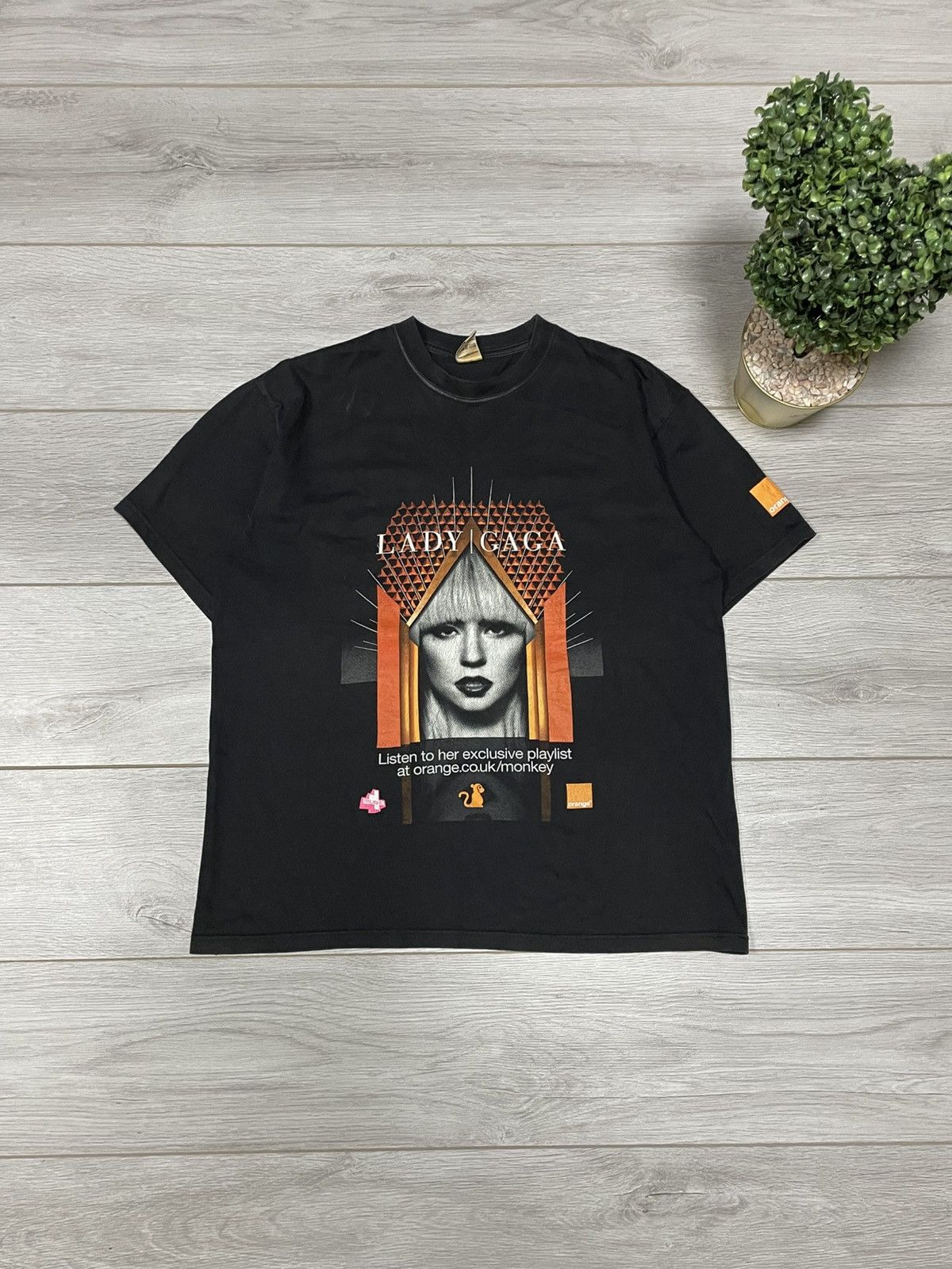 Jerzees Lady Gaga Jerzees face orange playlist tour tee t-shirt Size US M / EU 48-50 / 2 - 1 Thumbnail