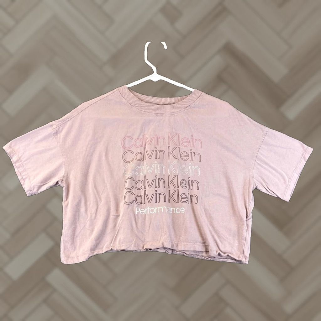 Calvin Klein VINTAGE Calvin Klein Womens T-Shirt Cropped Small Pink Logo Sports Performance Size S / US 4 / IT 40 - 1 Thumbnail