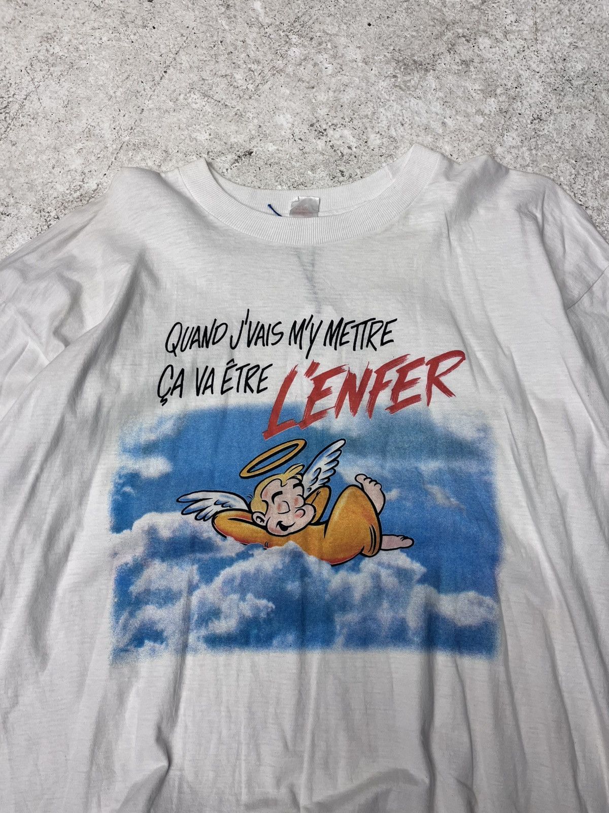 Vintage Vintage white single stitch joke tee Size US XXL / EU 58 / 5 - 1 Thumbnail
