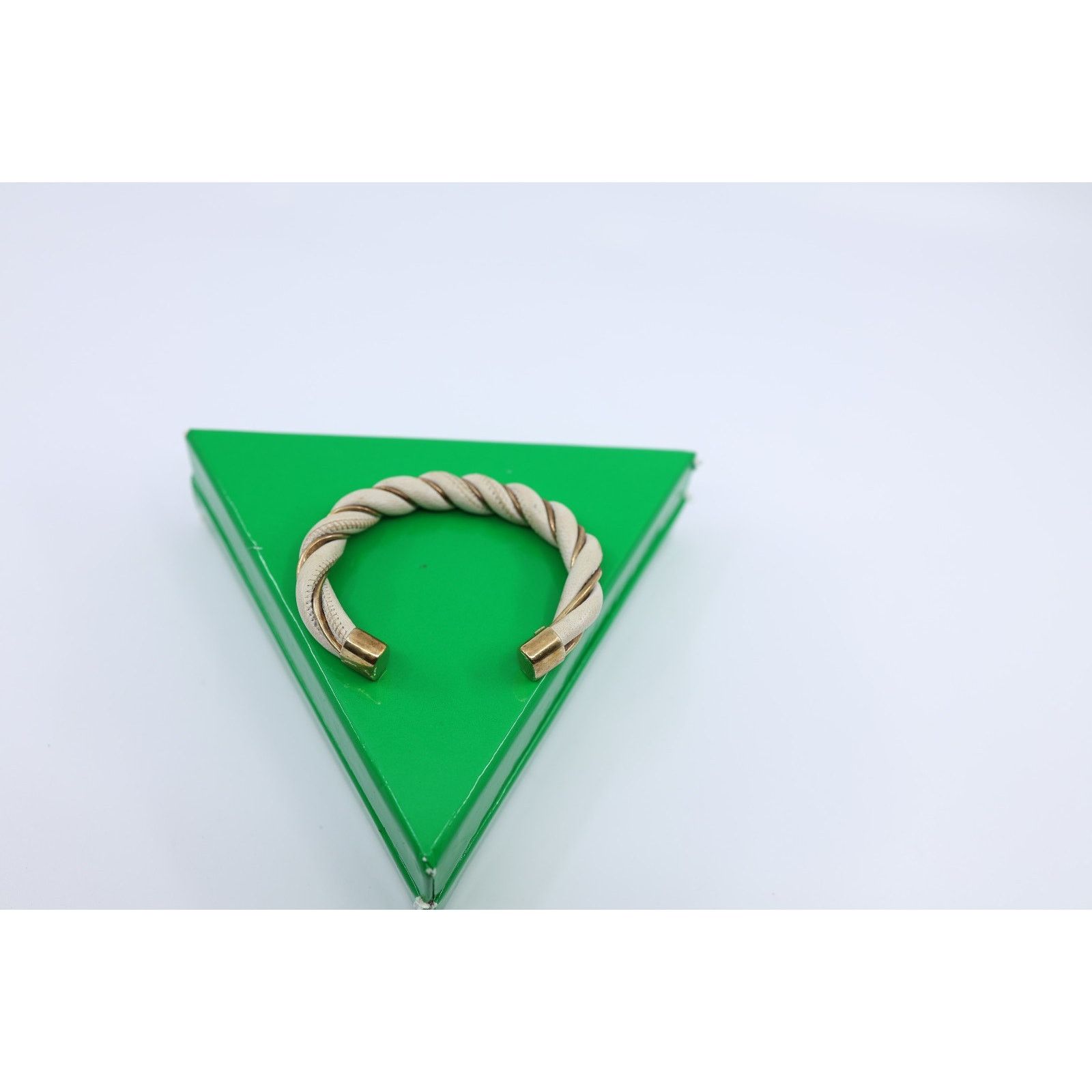 Bottega Veneta BOTTEGA VENETA Twist Cuff Gold Plated Leather Bracelet Sz M Size ONE SIZE - 2 Thumbnail