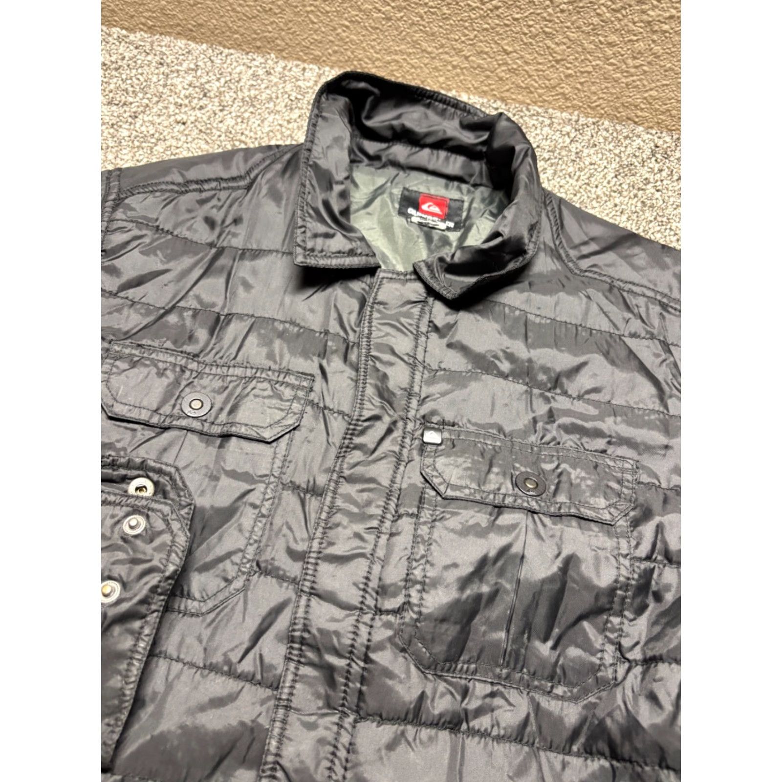 Quiksilver Quiksilver Jacket Mens Small Black Quilted Lightweight Collared Outdoor Snap Up Size US S / EU 44-46 / 1 - 2 Thumbnail