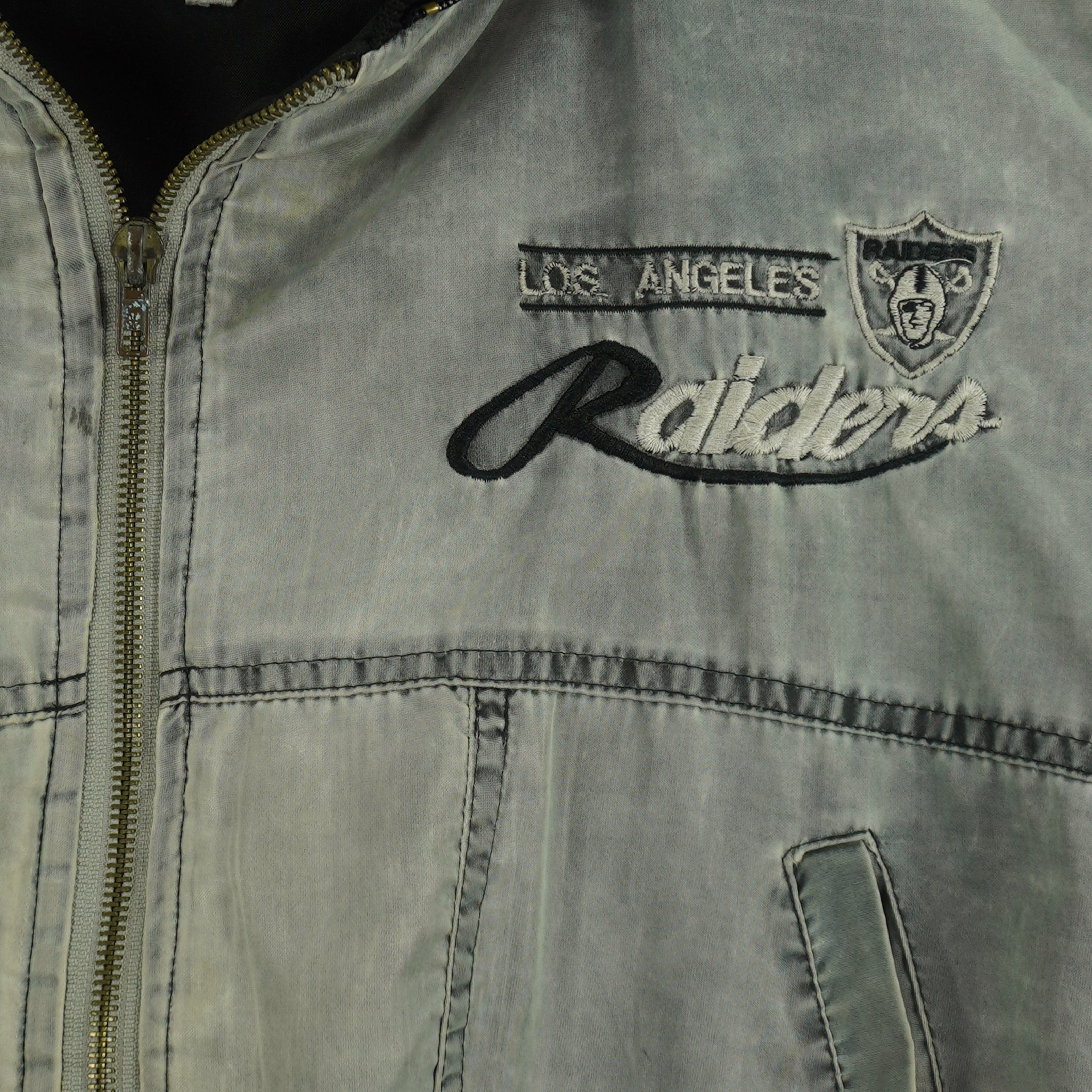 NFL Los Angeles Raiders Distressed Bomber Jacket 1990s Size US XS / EU 42 / 0 - 4 Thumbnail