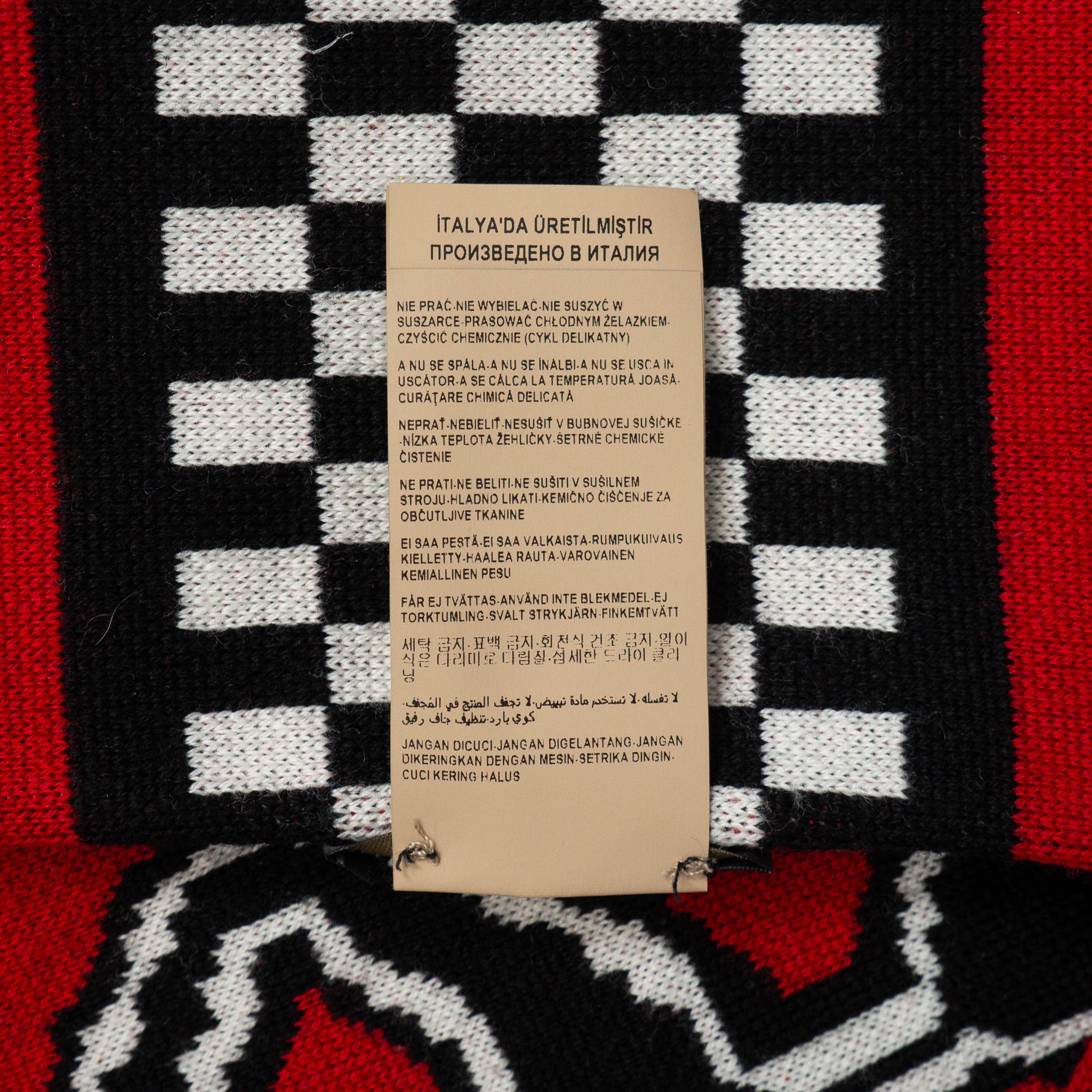 Versace VERSACE Multicolor Logo Embroidered Wool Knit Fringed Scarf Size ONE SIZE - 4 Thumbnail