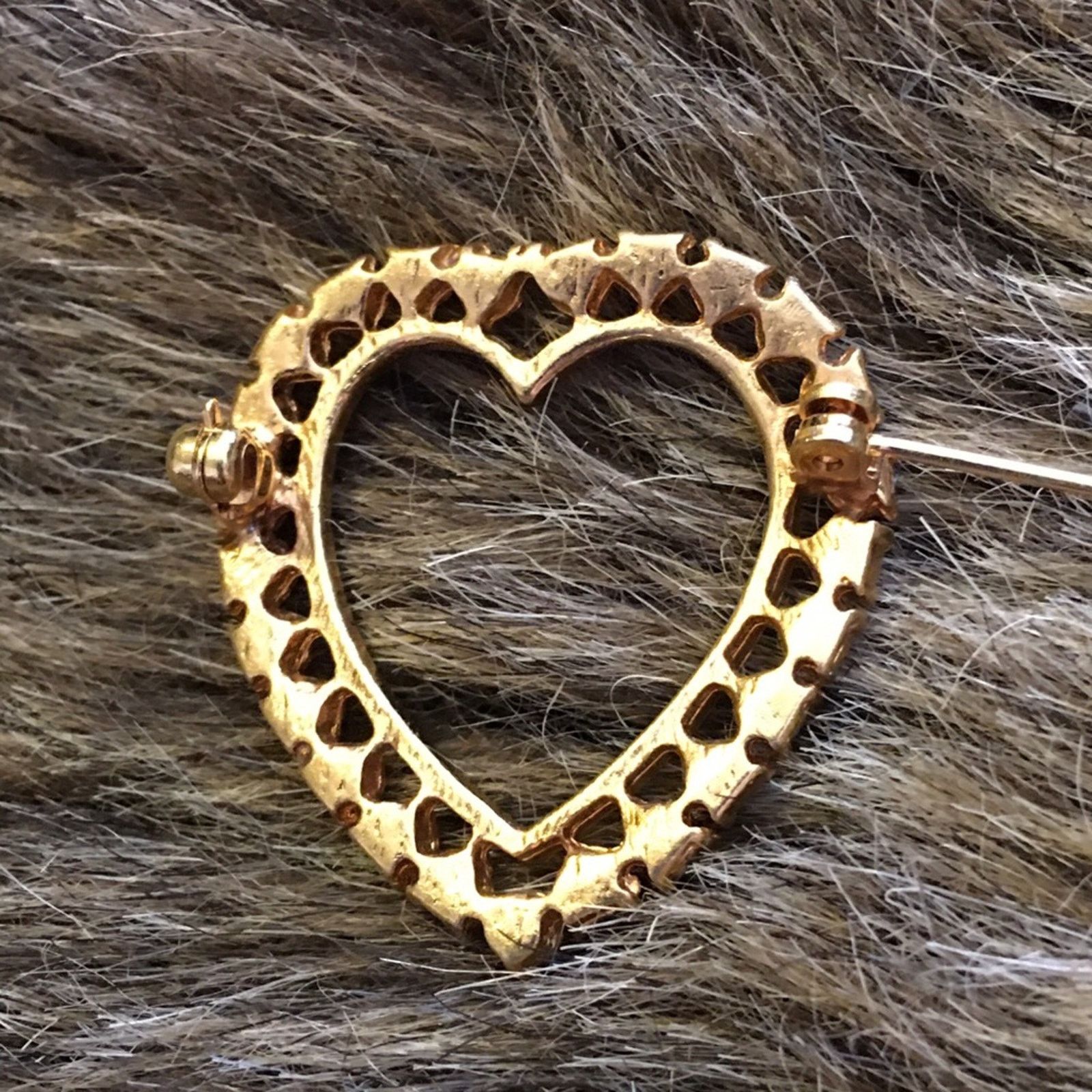 Vintage Vintage 80s gold tone rhinestone heart brooch Size ONE SIZE - 2 Thumbnail