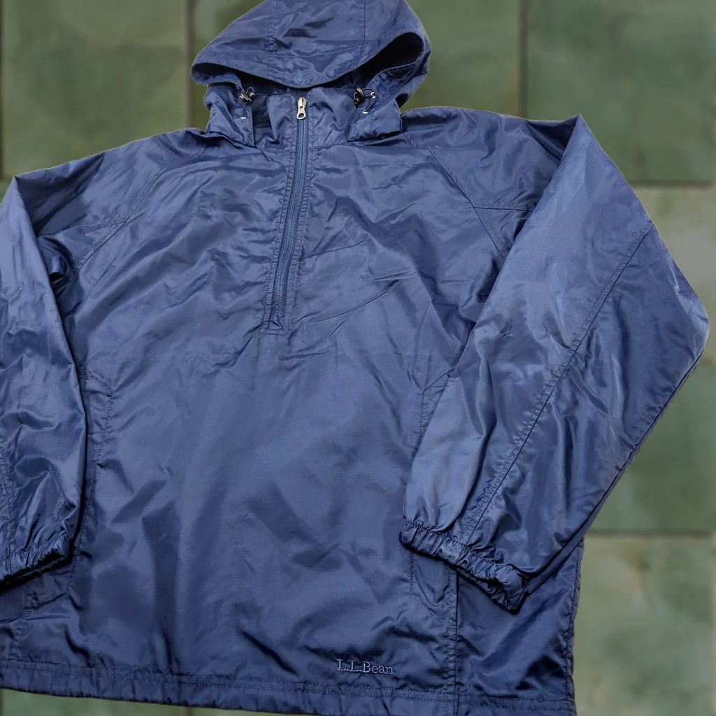 Vintage ll bean Jacket Windbreaker Mens Medium Ripstop Nylon Blue Pullover 1/4 Zip Size M / US 6-8 / IT 42-44 - 1 Thumbnail