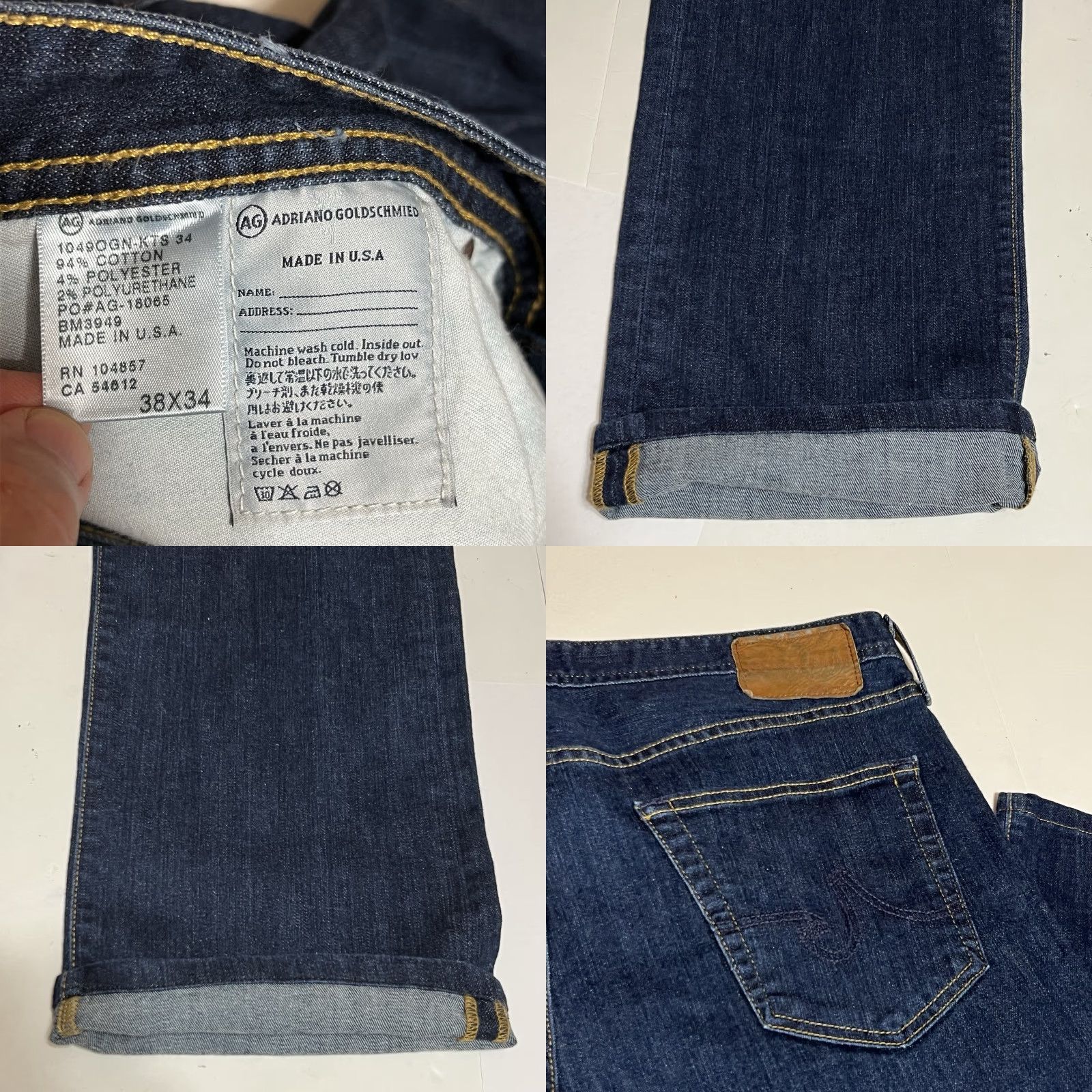 Vintage AG Adriano Goldschmied The Protege Mens Jeans Straight Leg 38x29 Blue Size US 38 / EU 54 - 8 Thumbnail