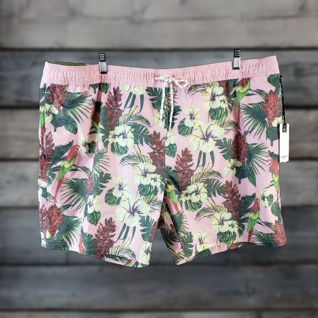 Vintage Goodfellow Swim Trunks Bottom Mens 2XL Floral Pink Green Parrots Size US 39 - 1 Thumbnail