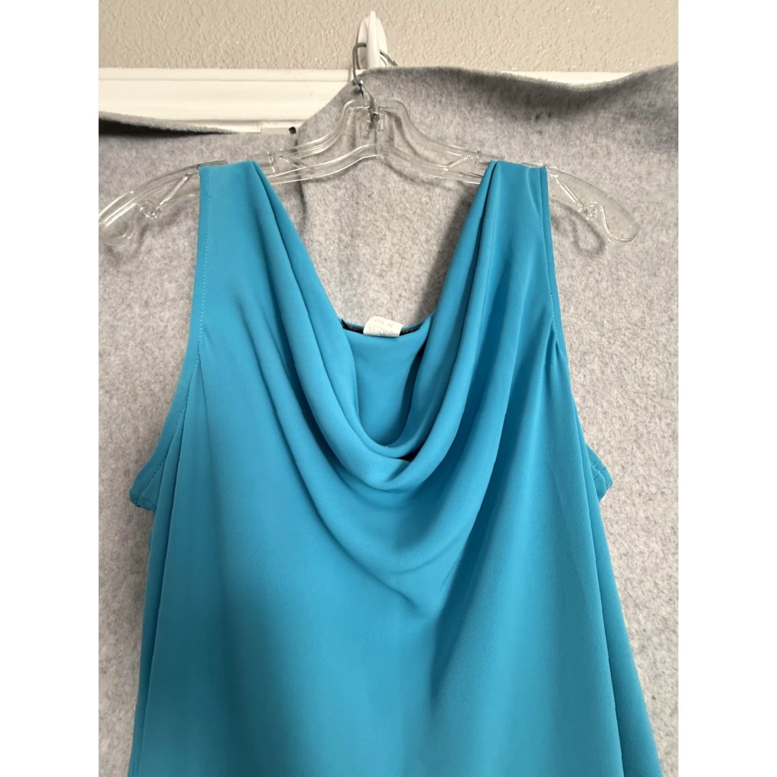 Vintage S.L. Fashions Dress Women 18 Blue Cowl Sleeveless Asym Hem Fit Flare Party Vintage: No Size XXL / US 16-18 / IT 52-54 - 2 Thumbnail
