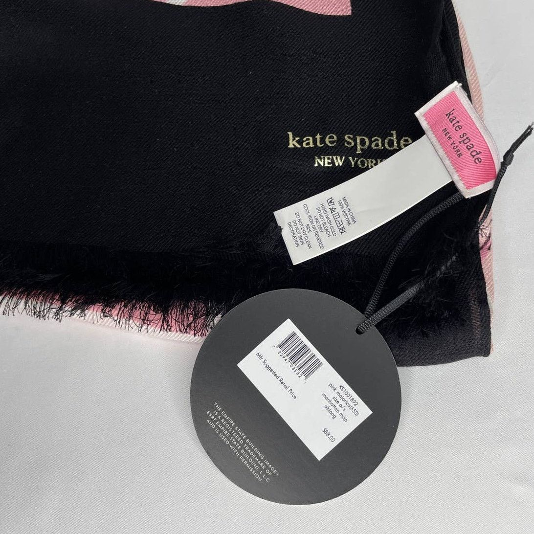 Kate Spade Kate Spade Manhattan Map Pink Majolica Oblong Scarf Size ONE SIZE - 4 Thumbnail