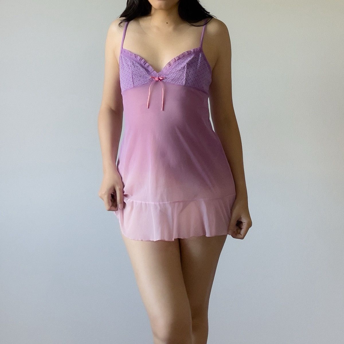 Victoria's Secret Victoria’s Secret Purple Pink Mesh Slip Dress (M–L) Size L / US 10 / IT 46 - 1 Thumbnail