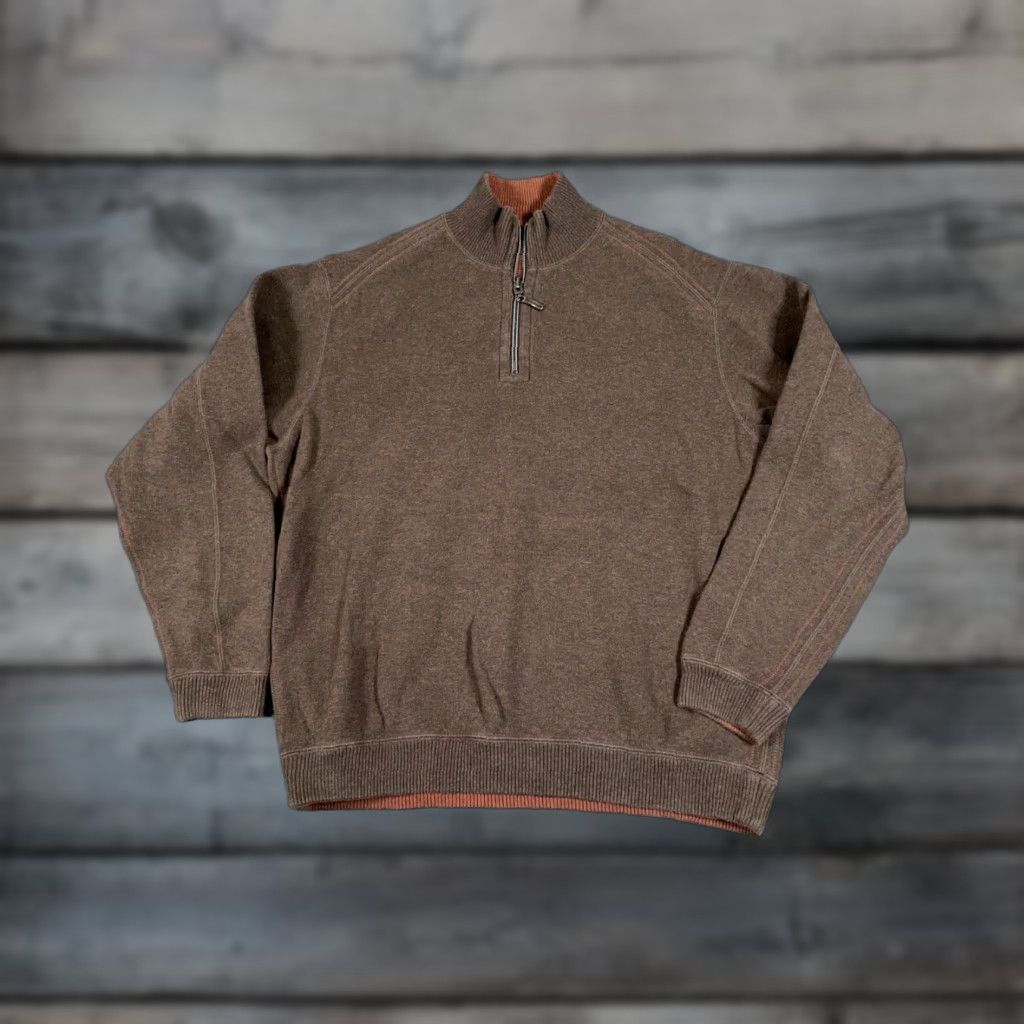 Tommy Bahama TOMMY BAHAMA 1/4-Zip Sweater Adult Large Brown Classic Knit Mens Size US L / EU 52-54 / 3 - 1 Thumbnail
