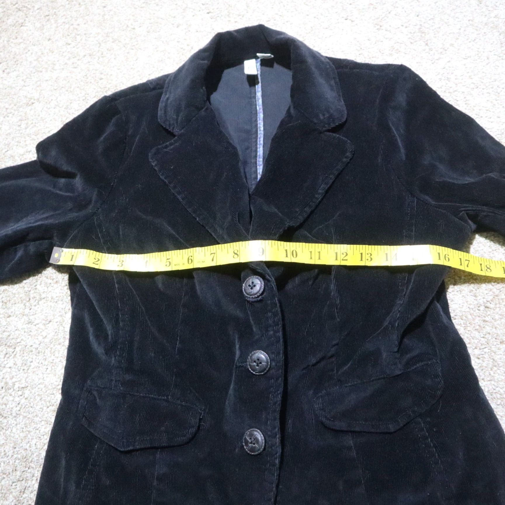 Vintage St Johns Bay Jacket Women's PM Petite Medium Corduroy Black 3 Buttons 2 Pockets Coat Size M / US 6-8 / IT 42-44 - 6 Thumbnail