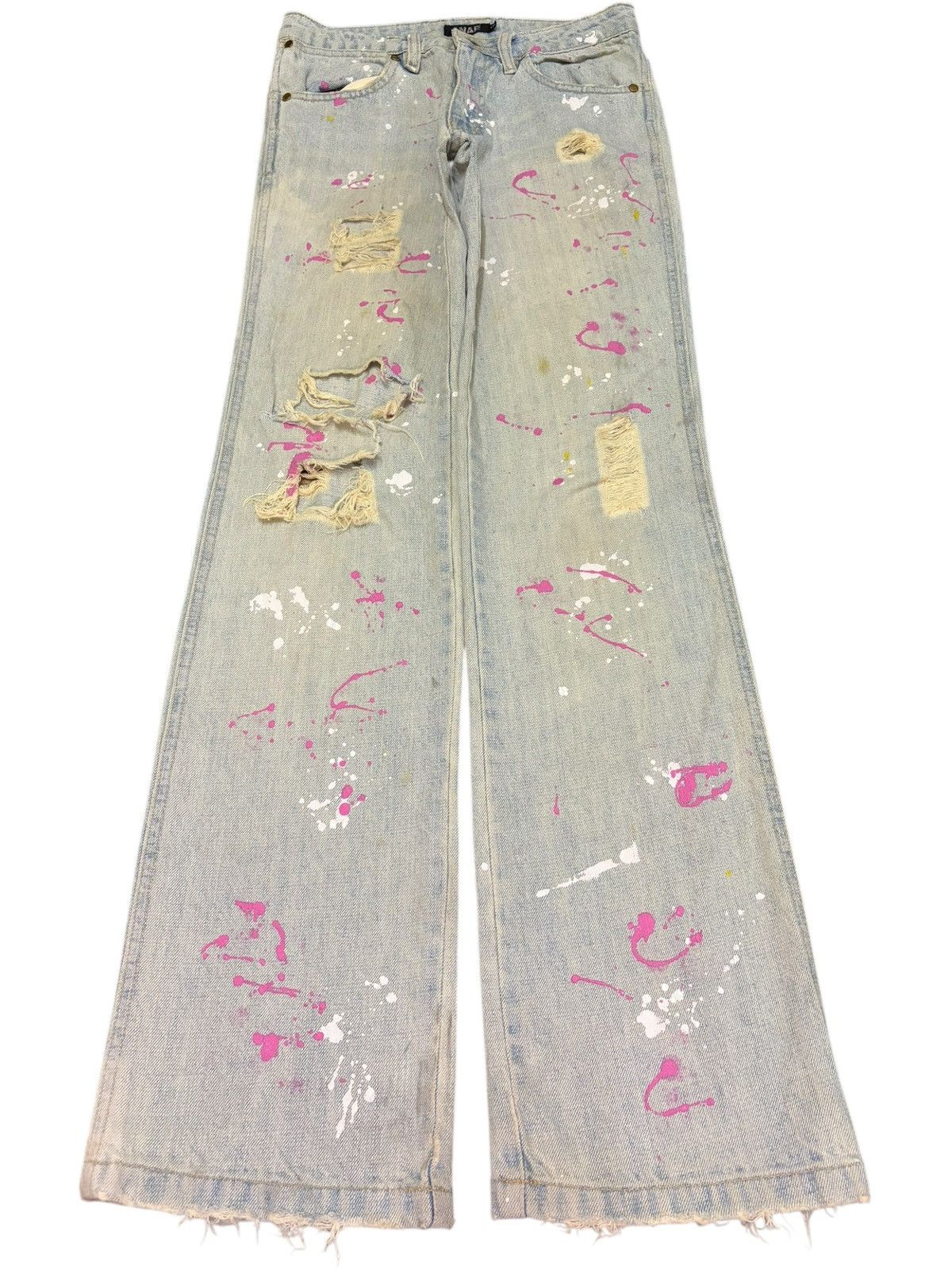 Hysteric Glamour Vintage Japanese Brand Paint Distress Flare Jeans Size 28" / US 6 / IT 42 - 1 Thumbnail