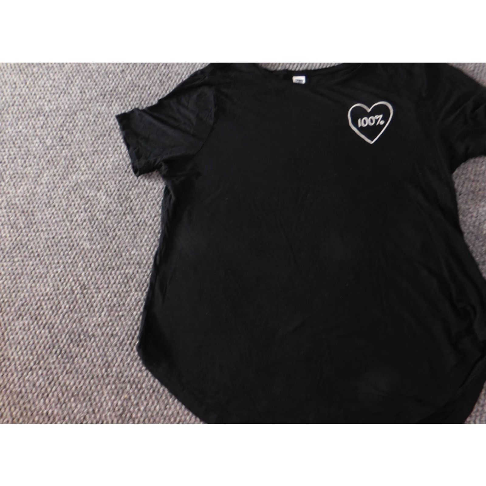 Old Navy Old Navy Womens Blouse L Black stretch heart tee Dolman Sleeve Short Sleeve Button Collared Pullover Polyester Basic Casual Regular Size L / US 10 / IT 46 - 3 Thumbnail