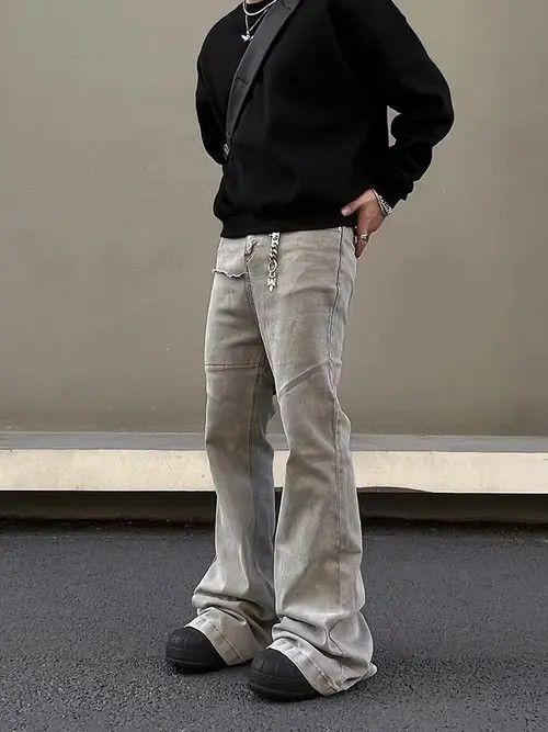 VIBE High Street Gray Straight Micro Flared Jeans Size US 34 / EU 50 - 1 Thumbnail