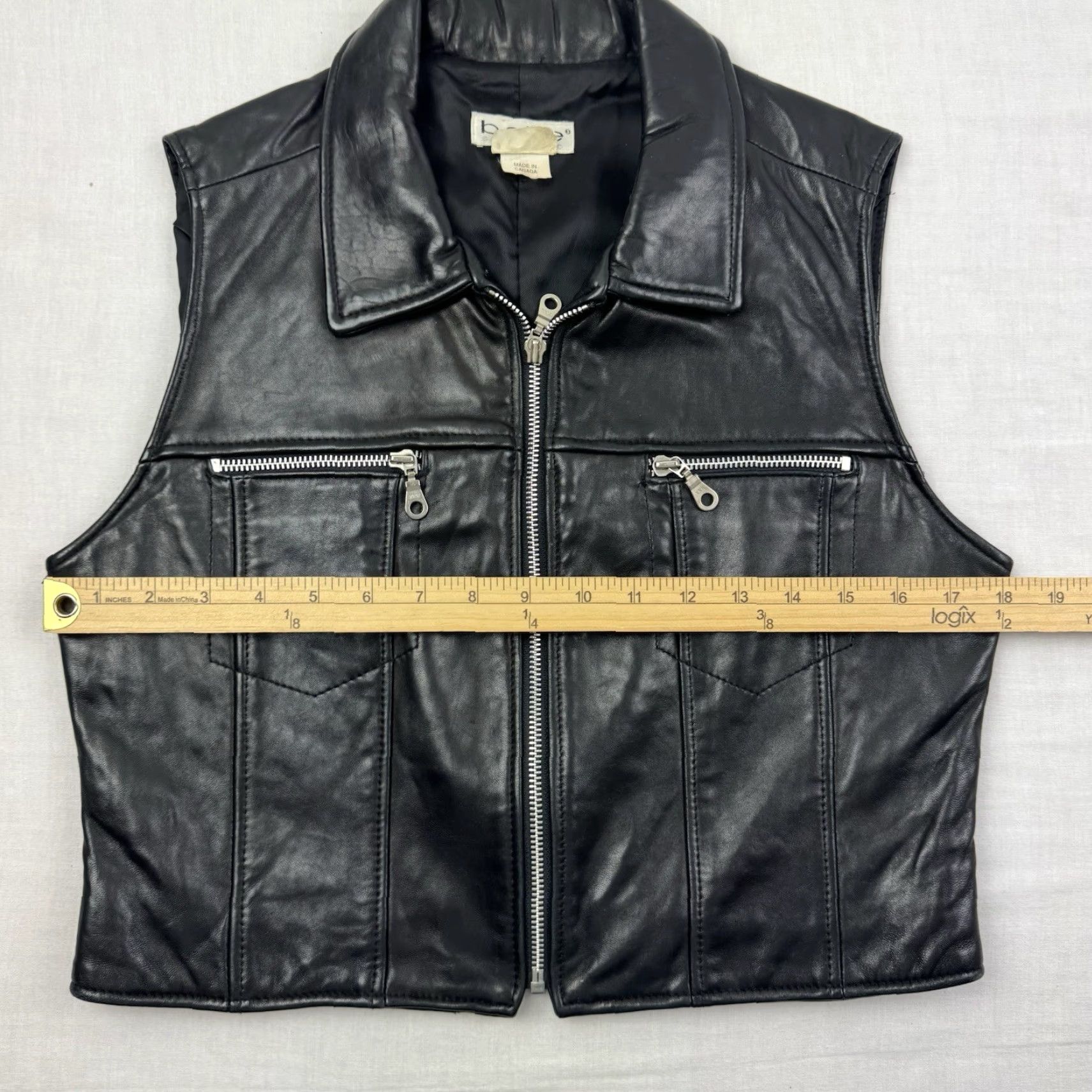 Bebe VINTAGE bebe Leather Vest Womens 10 Black San Francisco 100% Leather 80s Hipster Biker Size L / US 10 / IT 46 - 7 Thumbnail