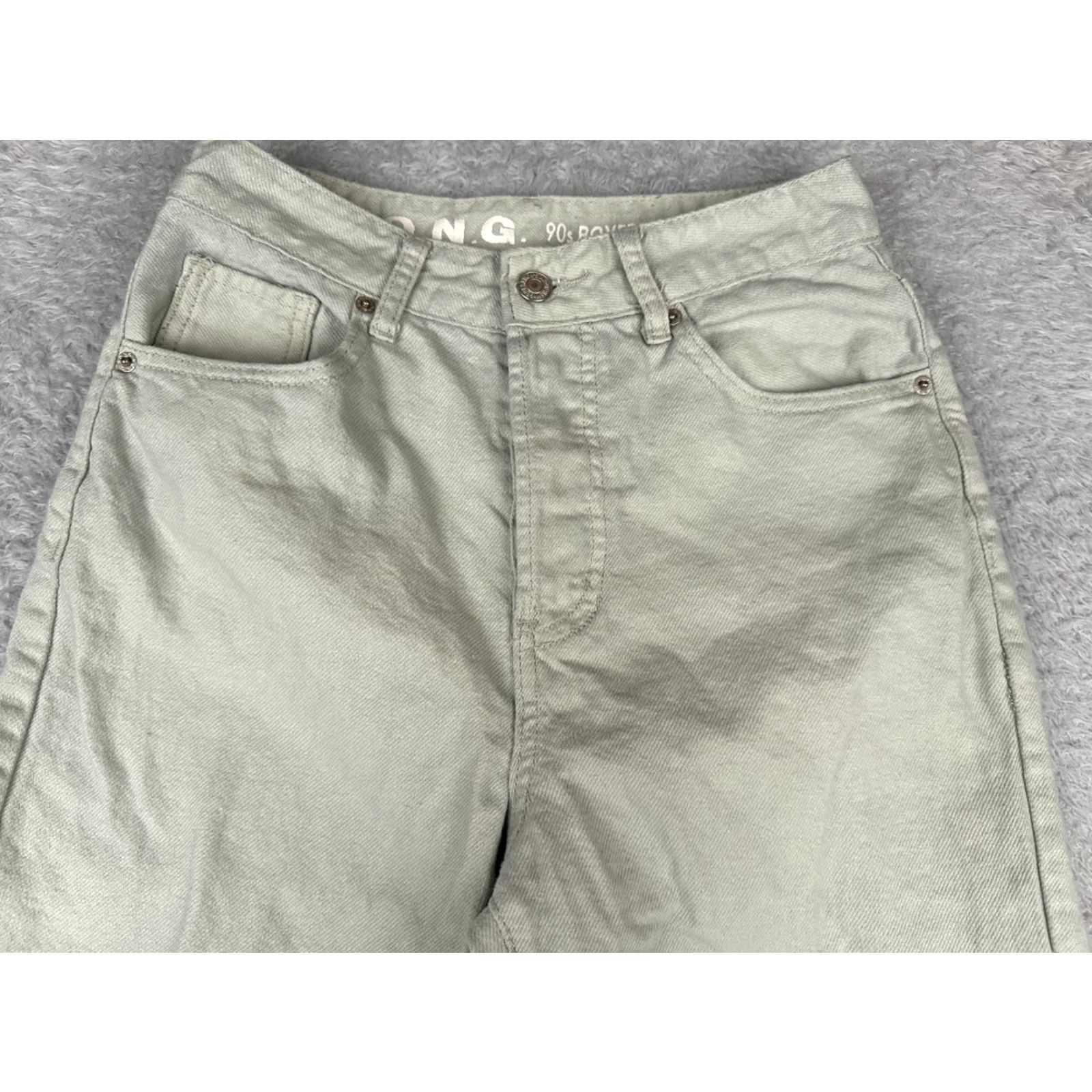 Denime SONG Juniors 5 Green Denim Straight Jeans Button Fly 90s Women's 25x28 Size 27" / US 4 / IT 40 - 4 Thumbnail