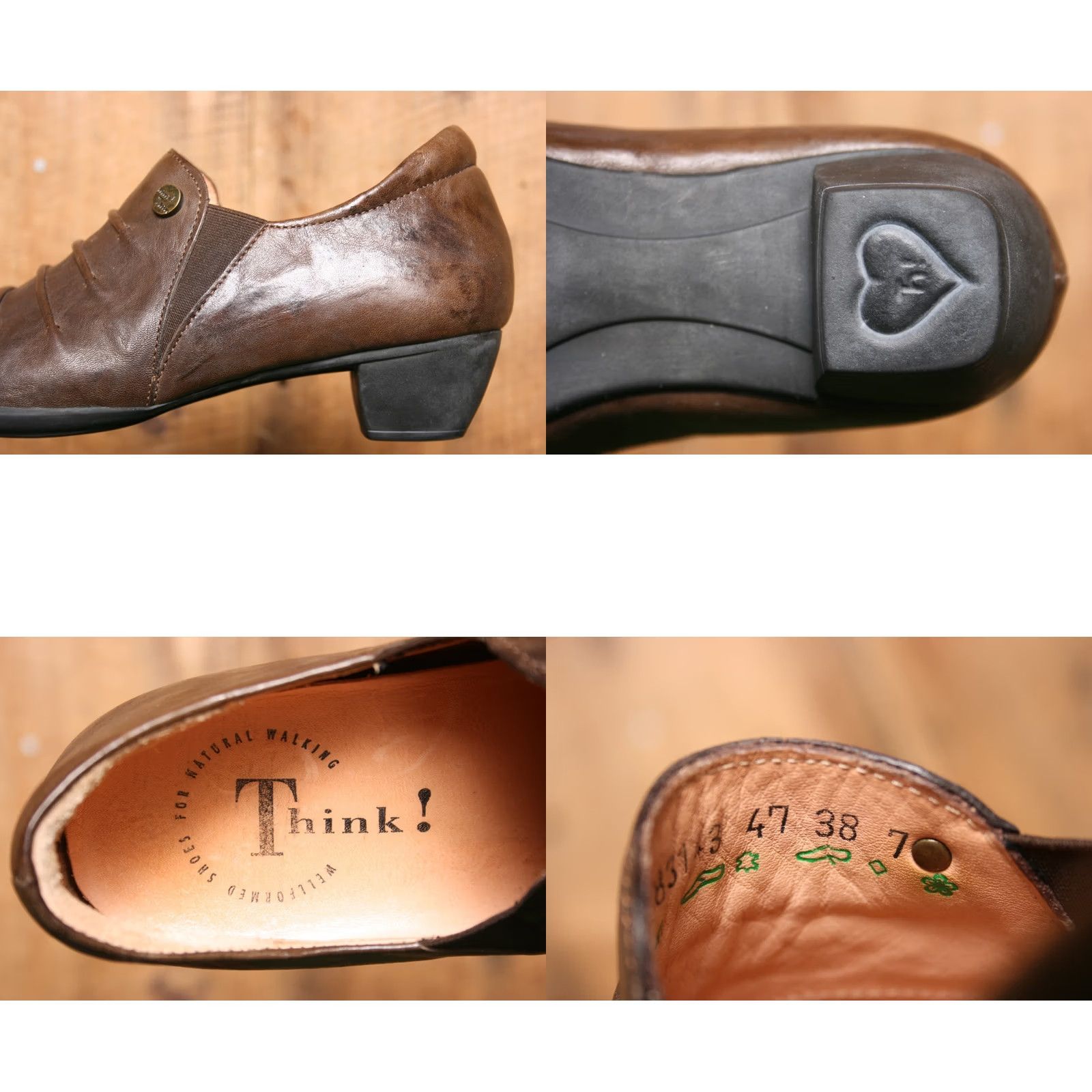 Vintage THINK! Brown Leather Pleated Dual Gore Slip-On Loafer EUR 38 | US 7.5-8 Womens Shoes Size US 7.5 / IT 37.5 - 8 Thumbnail