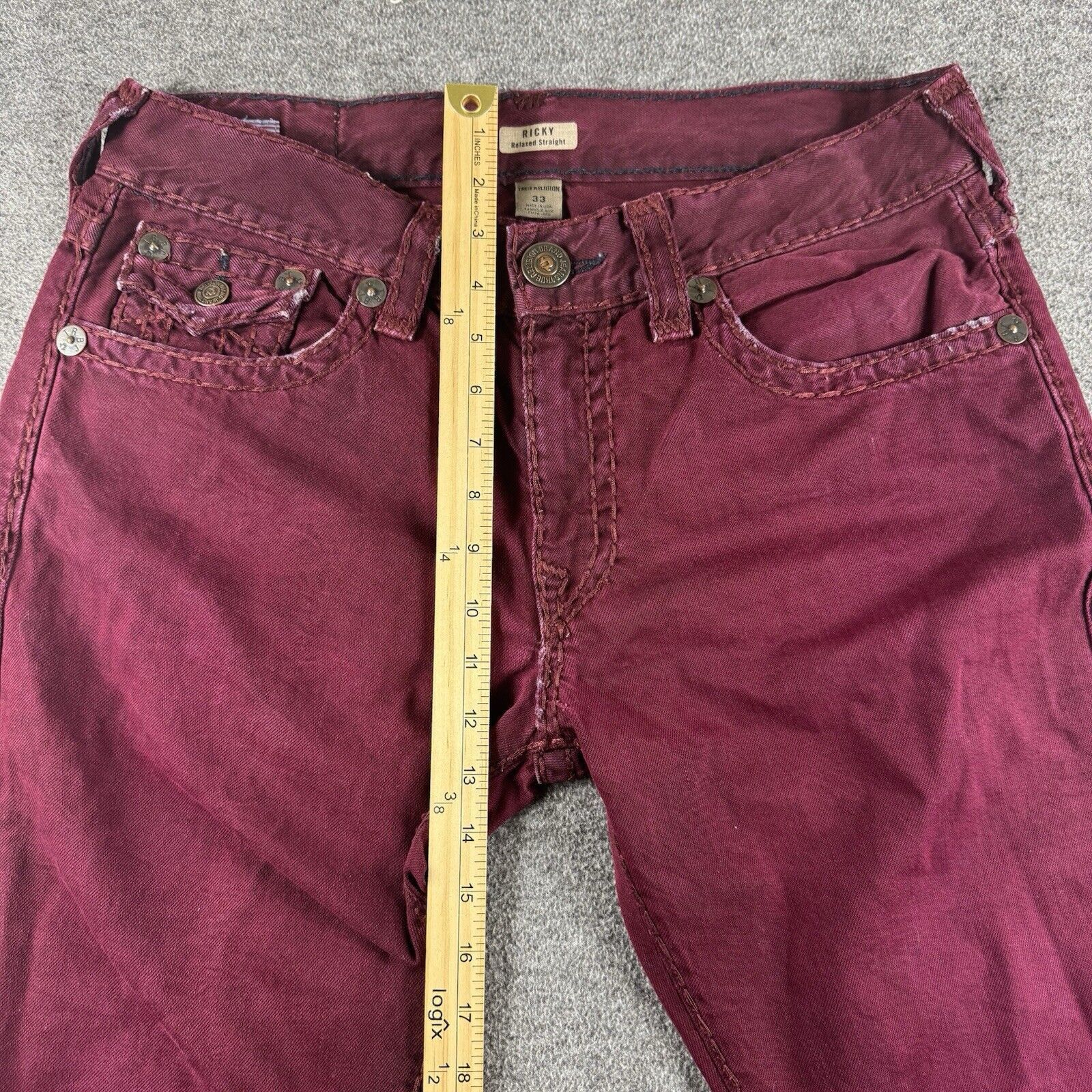 True Religion True Religion Ricky Relax Straight Jeans Red Size 33 X 34 Size US 33 - 5 Thumbnail