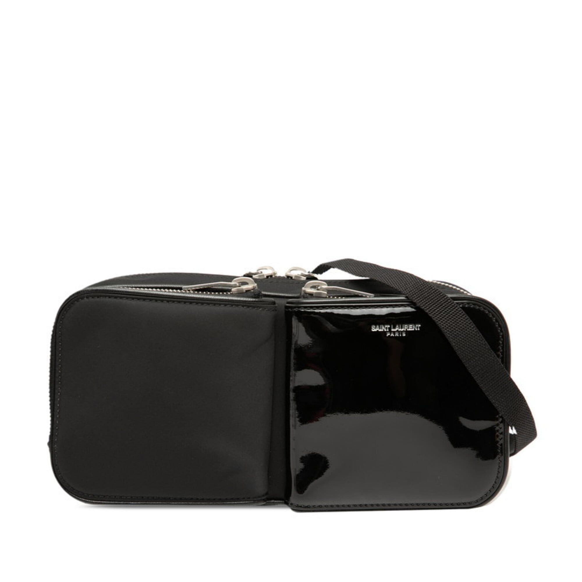 Saint Laurent Paris Saint Laurent Logo Shoulder Bag 712569 Black Nylon Patent Leather Women's SAINT LAURENT Size ONE SIZE - 1 Thumbnail