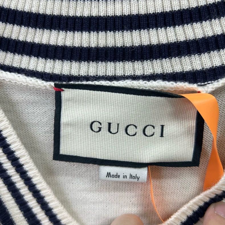 Gucci Gucci Bee pattern V-neck beige wool pullover sweater Size US M / EU 48-50 / 2 - 4 Thumbnail