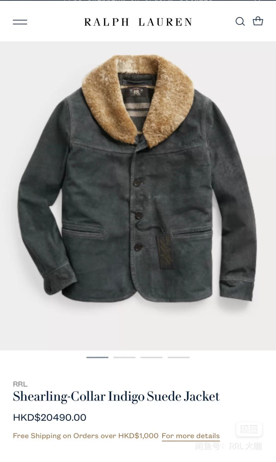 RRL Ralph Lauren shearling-collar indigo suede jacket Size US S / EU 44-46 / 1 - 1 Thumbnail
