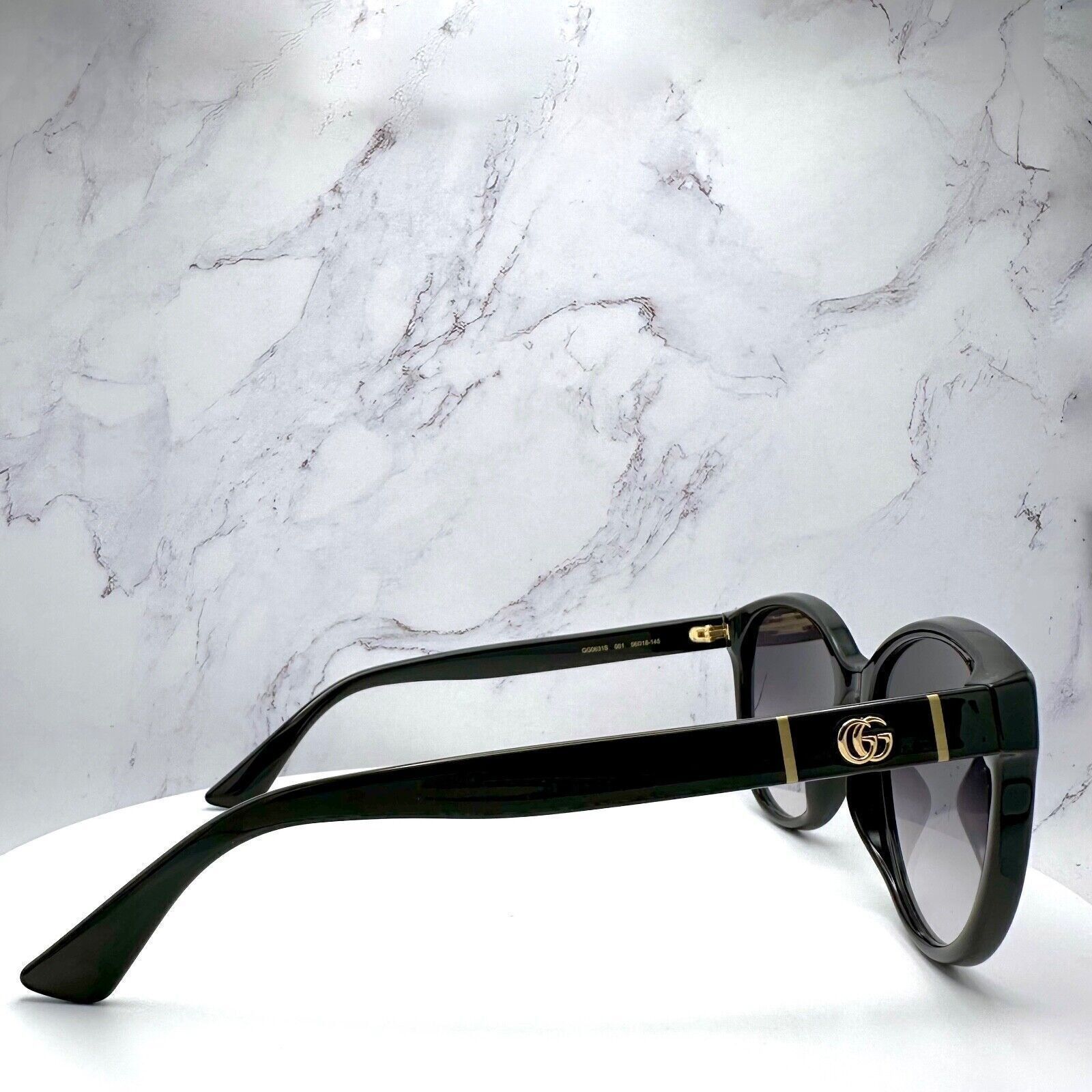 Gucci New Gucci Sunglasses Black Acetate Round Gold Metal GG Logo Size ONE SIZE - 3 Thumbnail