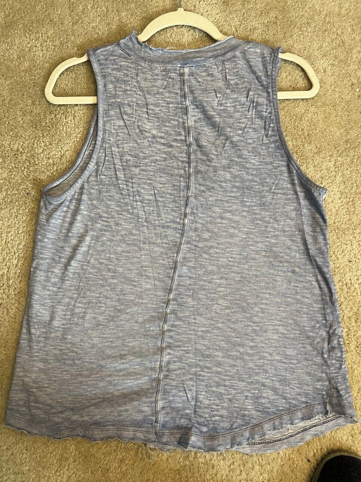 Designer We The Free Blue Oversized Top Womens XS Heathered Casual Size XS / US 0-2 / IT 36-38 - 2 Thumbnail