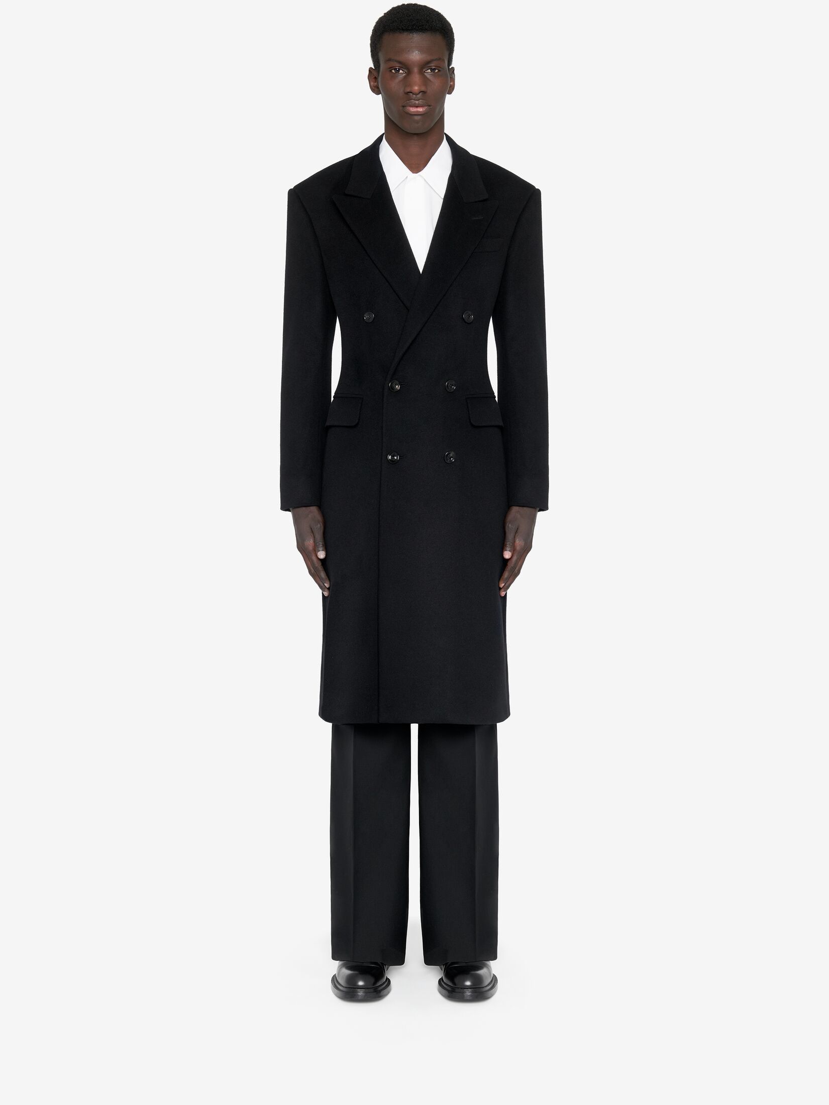 Alexander McQueen o1w1db10725 Wide Shoulder Fitted Coat in Black Size US M / EU 48-50 / 2 - 2 Thumbnail