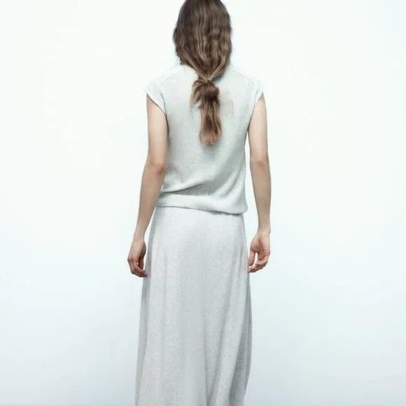 Zara Zara Silver Knit Metallic Thread Sleeveless Top & Maxi Skir Size S / US 4 / IT 40 - 12 Thumbnail
