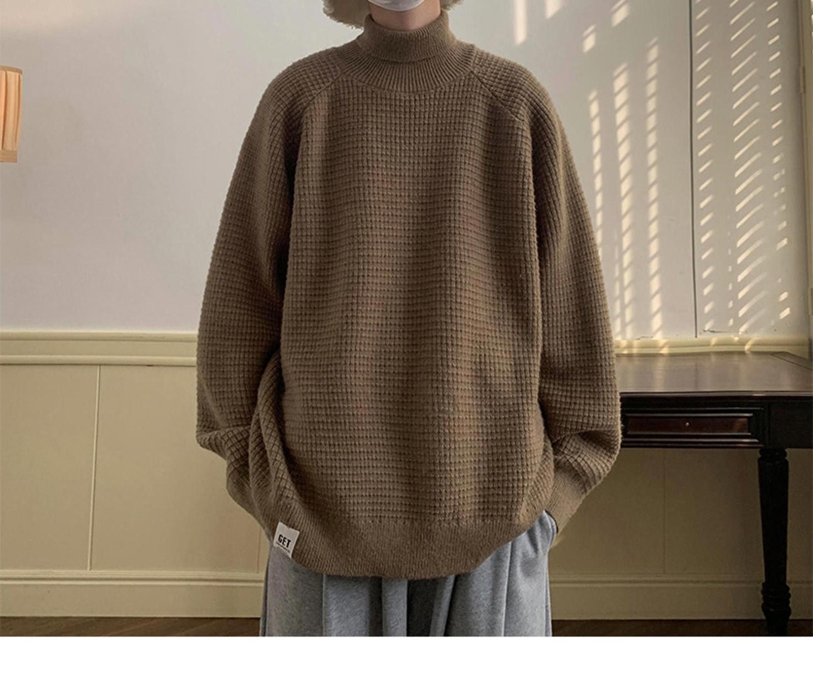 Vintage Turtle Neck Brown Knit Sweater Size US L / EU 52-54 / 3 - 6 Thumbnail