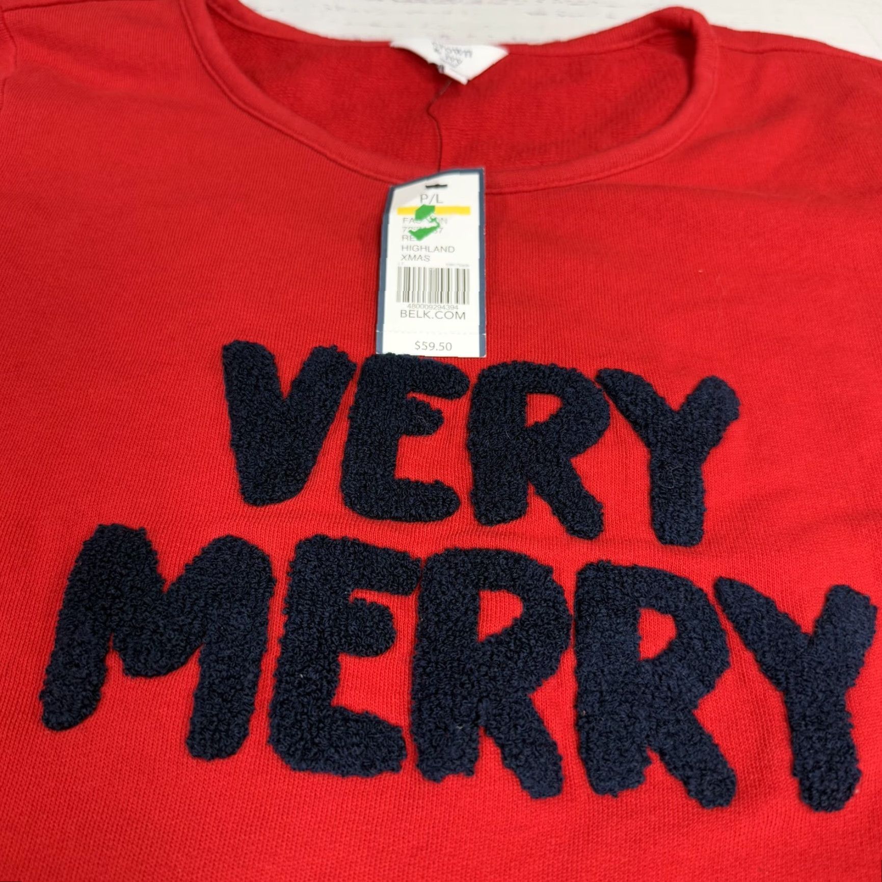 Vintage Crown & Ivy Sweater Shirt Red Womens PL Petite Long Sleeve Pullover Christmas Very Merry Spell Out 90s Womens Size L / US 10 / IT 46 - 6 Thumbnail
