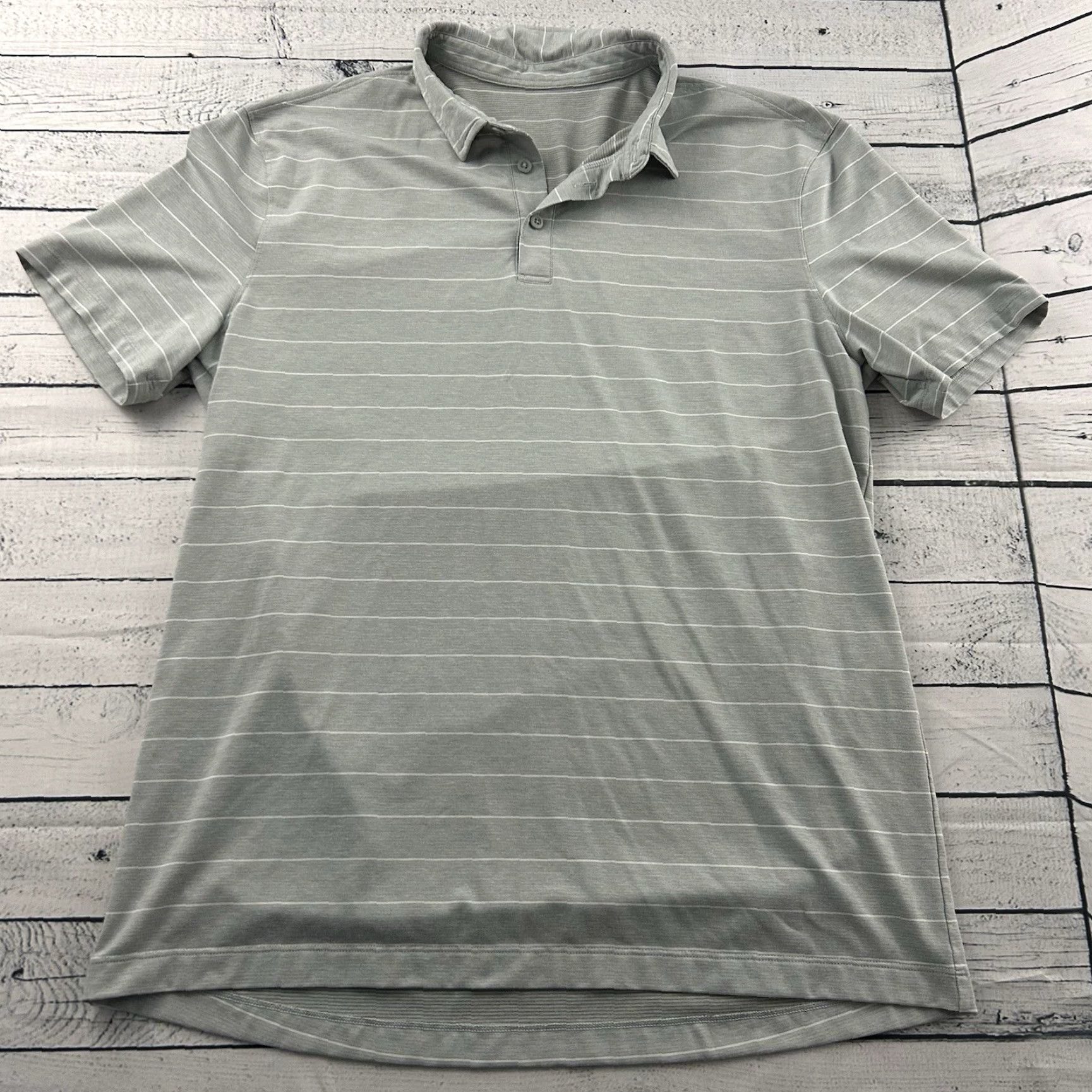Lululemon Lululemon Short Sleeve Striped Polo Shirt Men's Large Gray Size US L / EU 52-54 / 3 - 2 Thumbnail