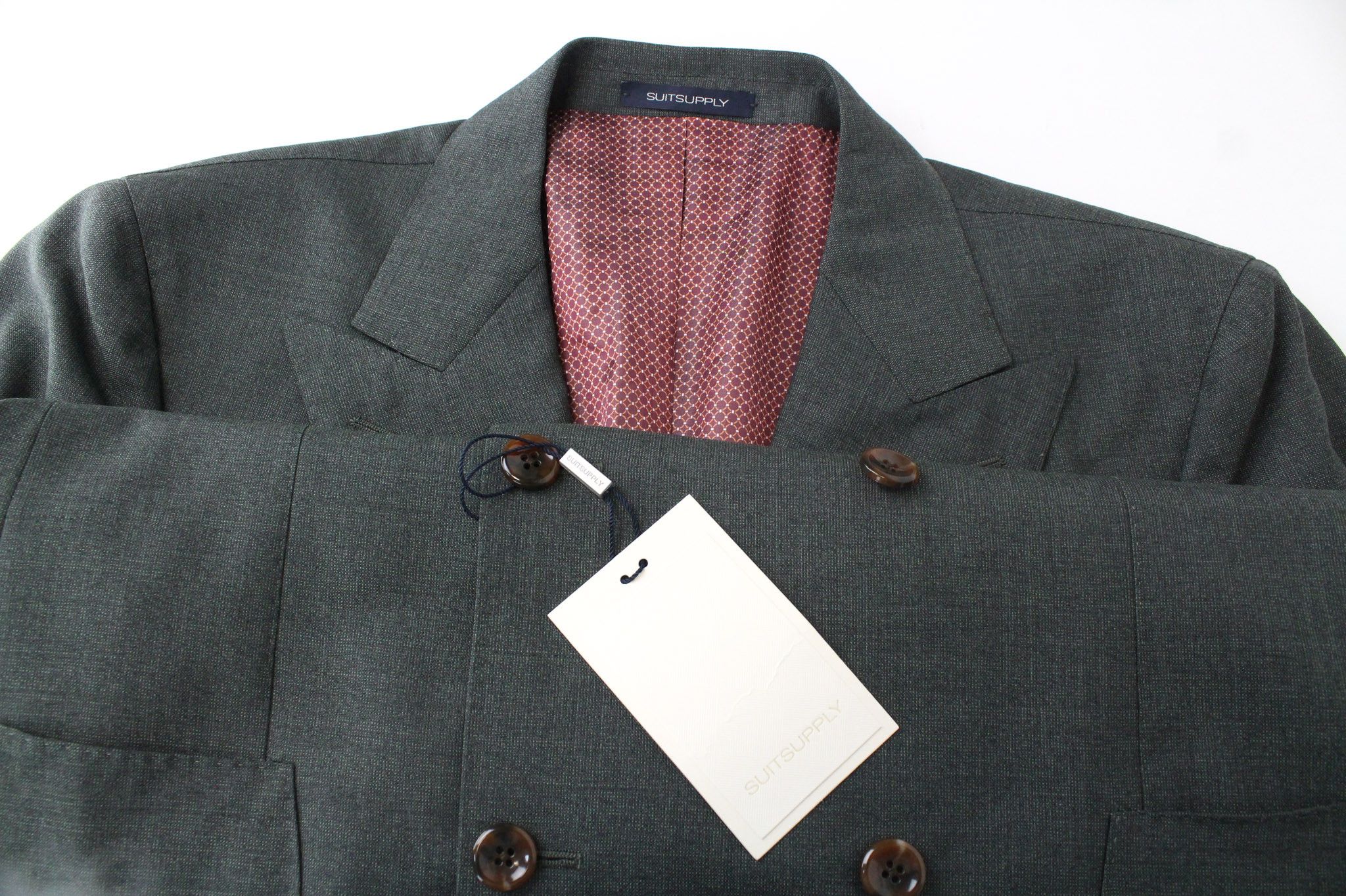 Suitsupply LA SPALLA UK42R Green Wool Double-Breasted Peak 72052 Size 42R - 3 Thumbnail