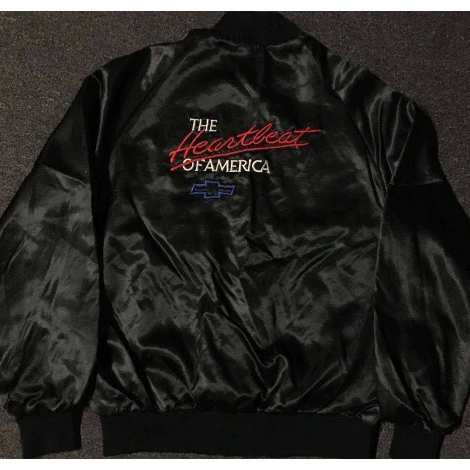 NASCAR Vtg 80s Chevrolet Heartbeat Of America Satin Jacket L Racing Car NASCAR Grunge - Driving Bomber Jacket Mens Black Satin 80s USA Racing Car Retro Size US L / EU 52-54 / 3 - 2 Thumbnail