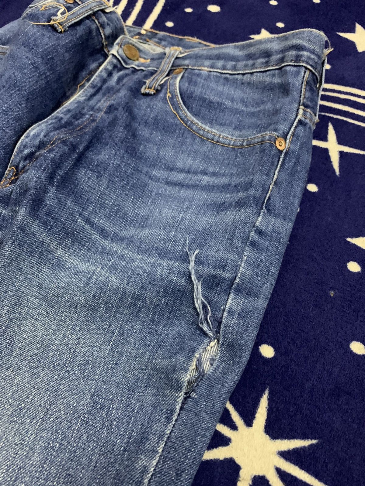 Japanese Brand COSMO Vintage Wide Flare Denim Distressed Jeans Size 27" / US 4 / IT 40 - 18 Thumbnail