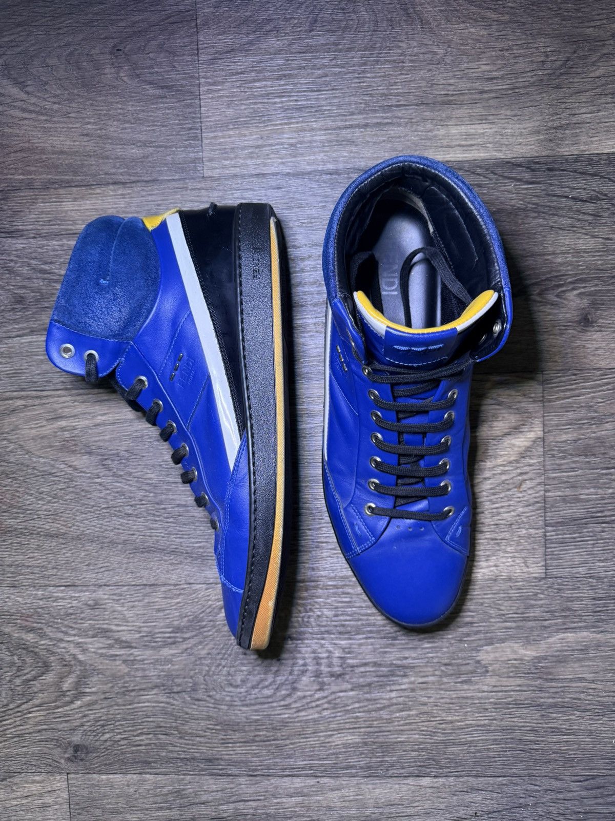 Fendi Fendi High-Top Sneakers - Blue Leather & Suede - Size 12 Size US 12 / EU 45 - 1 Thumbnail