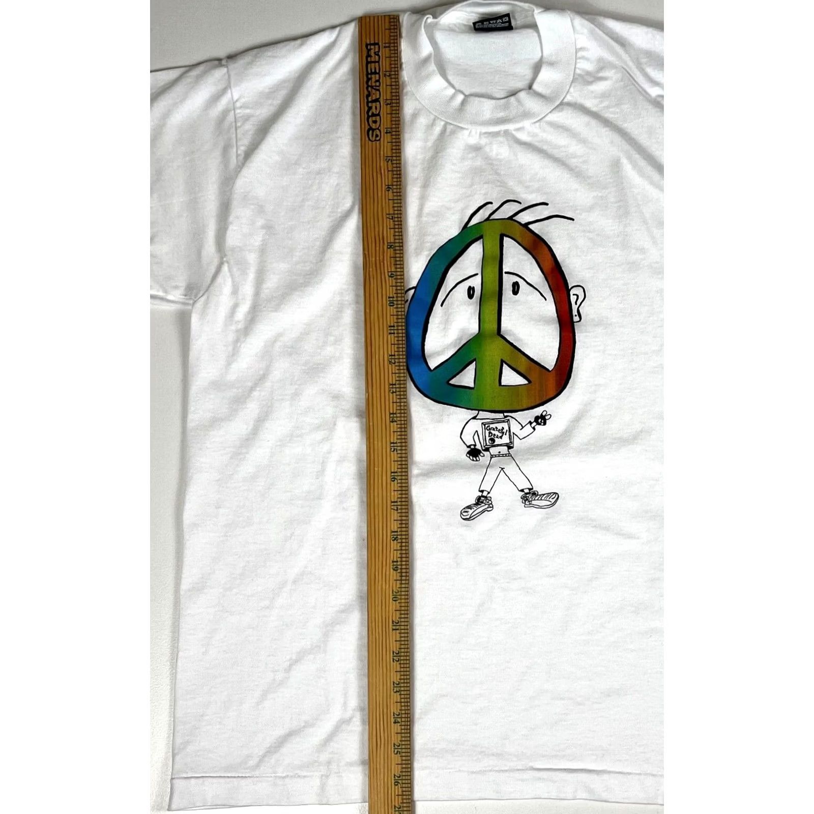 Fruit Of The Loom VINTAGE Grateful Dead T-Shirt Unisex Adults Short Sleeve Crew Neck Made in USA 1990s White Size L Cotton Poly Blend Single Stitch Size US L / EU 52-54 / 3 - 7 Thumbnail
