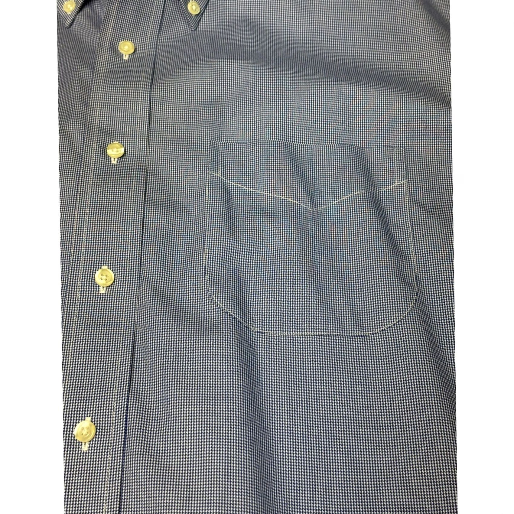Brooks Brothers Brooks Brothers Mens 18-35 Blue Houndstooth Non-Iron Traditional Fit Dress Shirt Size 48R - 2 Thumbnail