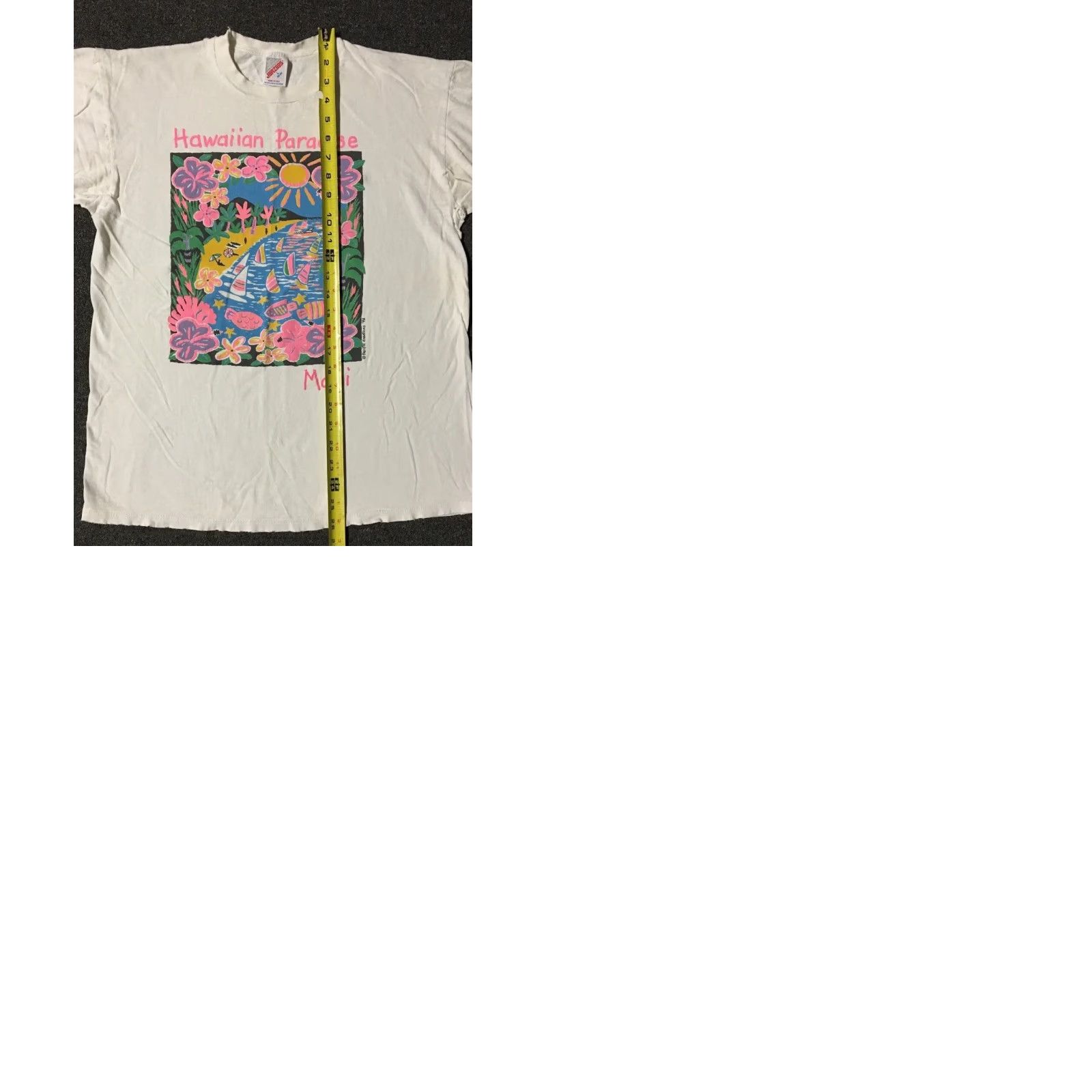 Paradise VINTAGE 90s Maui Hawaii Paradise Distress Shirt S White Beach Grunge Surf Art T-Shirt Mens Small Single Stitch Kawaii? Size US S / EU 44-46 / 1 - 10 Thumbnail