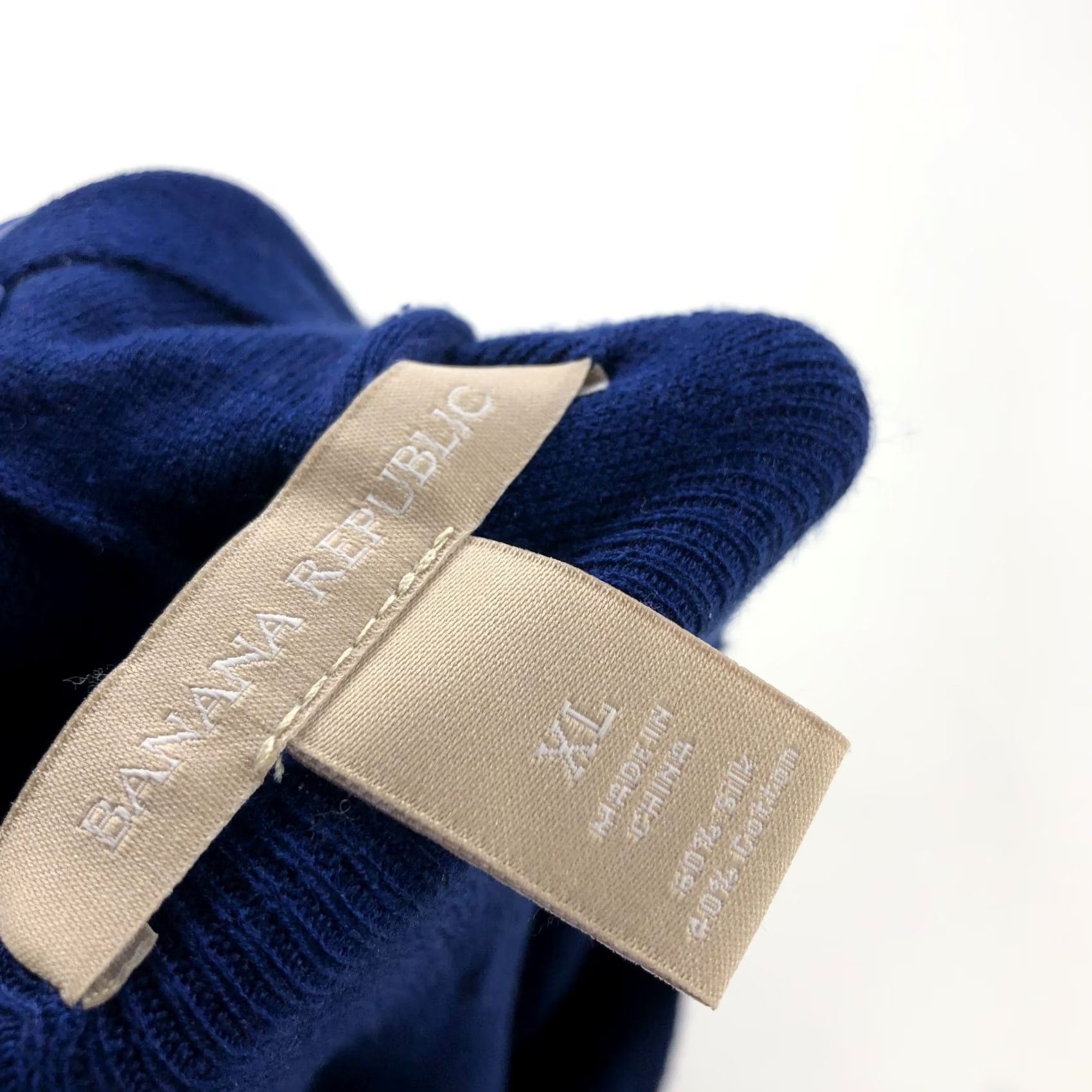 Banana Republic Banana Republic XL Silk Cotton Full Zip V-Neck Pullover Sweater Blue Womens Size XL / US 12-14 / IT 48-50 - 7 Thumbnail
