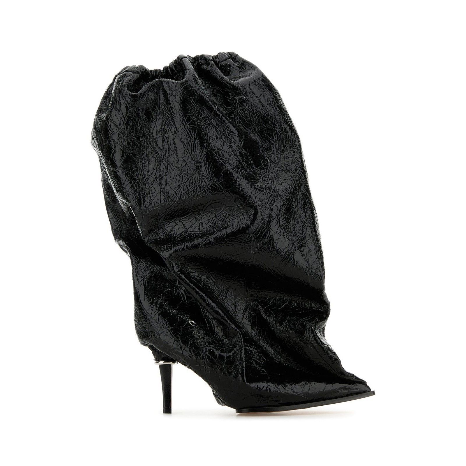 ALEXANDER MCQUEEN Puff Black Leather 105mm Heel Ankle Boots