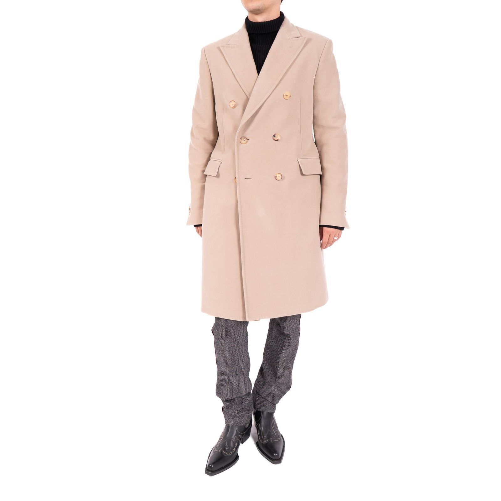 Calvin Klein 205W39NYC FW17 Classic Double Breasted Coat in Beige Moleskin Size US L / EU 52-54 / 3 - 2 Thumbnail
