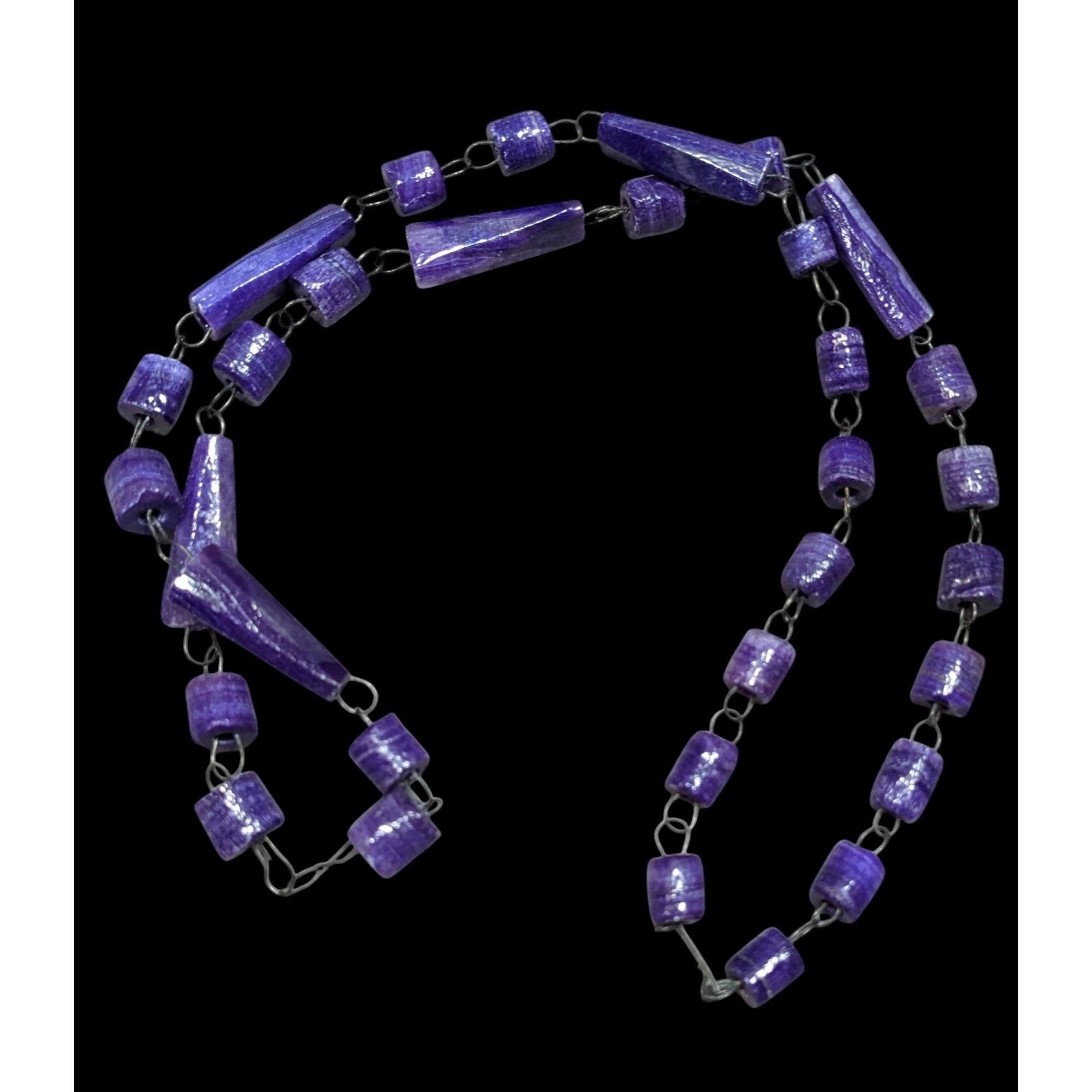 Other Handmade Rustic Purple Carved Stone Beaded Necklace Size ONE SIZE - 1 Thumbnail
